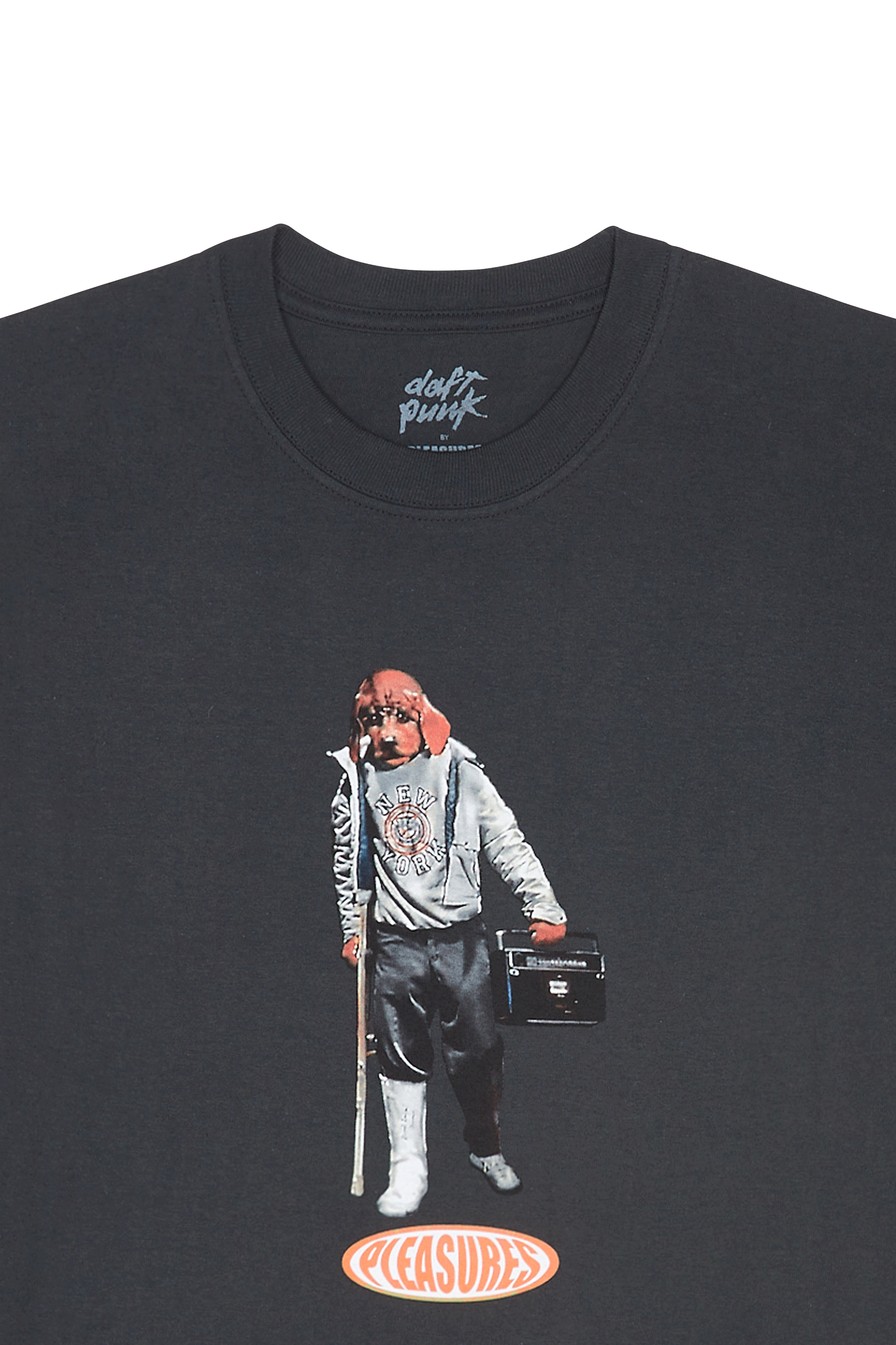 Regular-fit round-neck cotton T-shirt Black