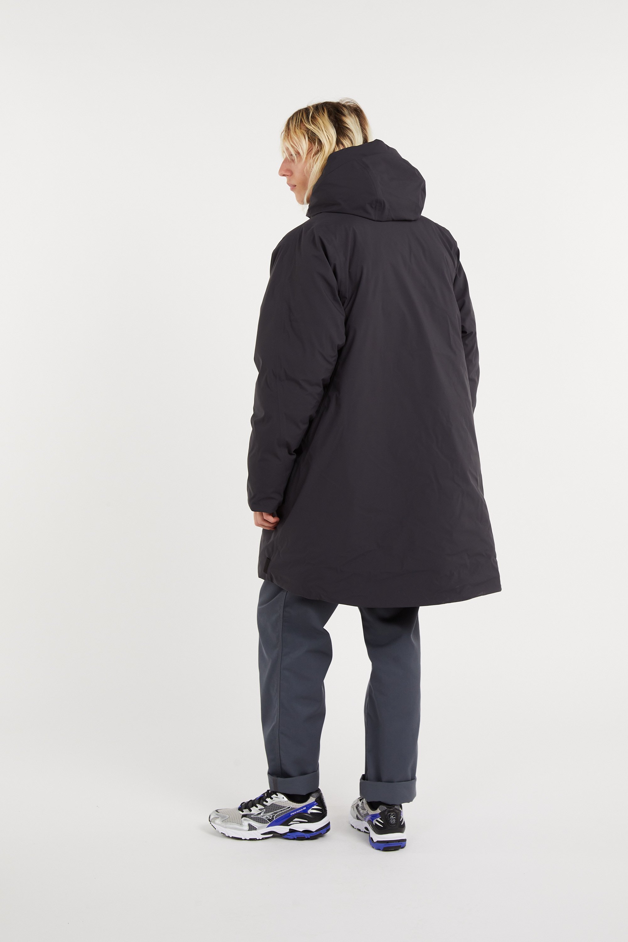 Zipped high-neck colorblock padded jacket with hood | Blue RAINS Men