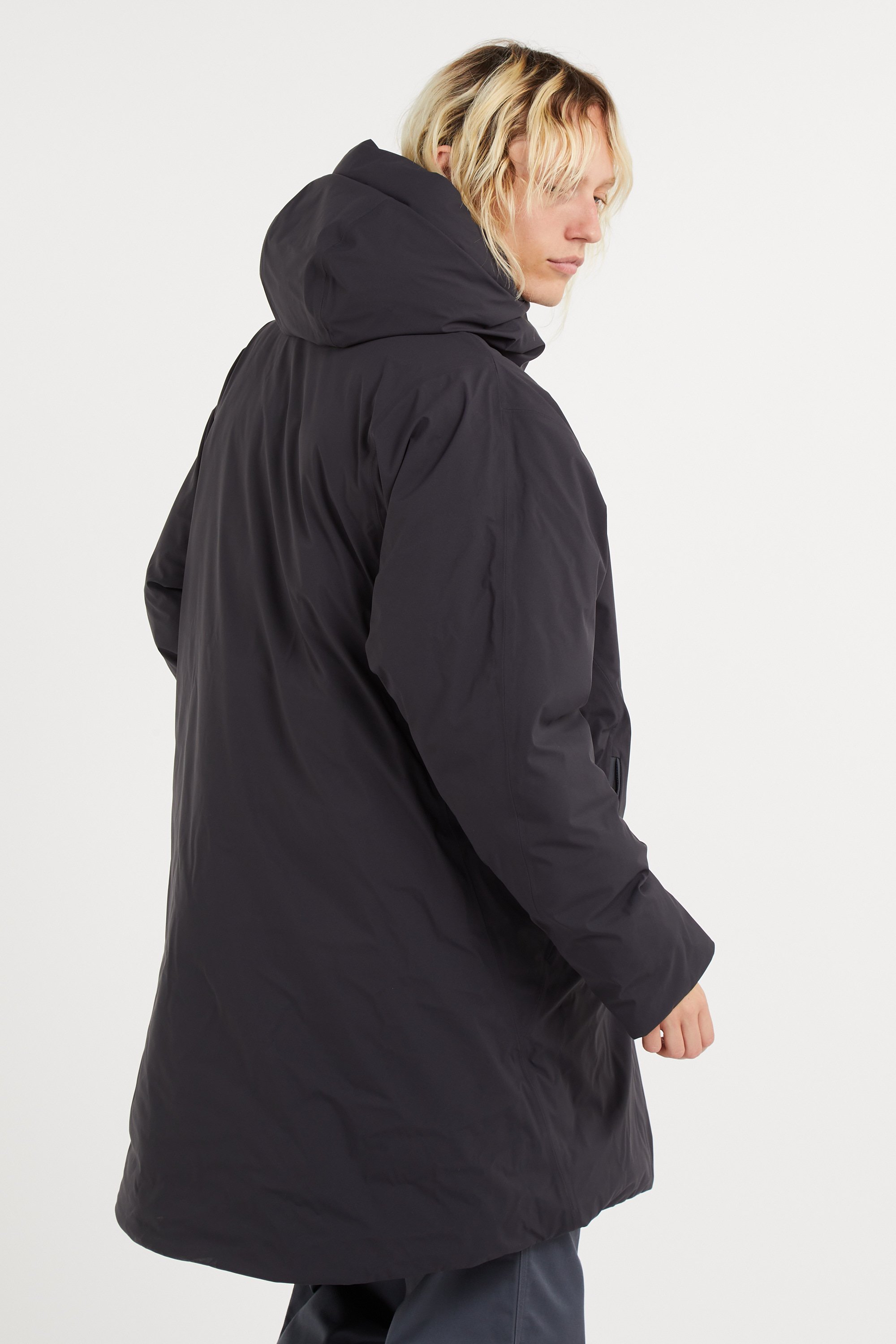 Zipped high-neck colorblock padded jacket with hood | Blue RAINS Men