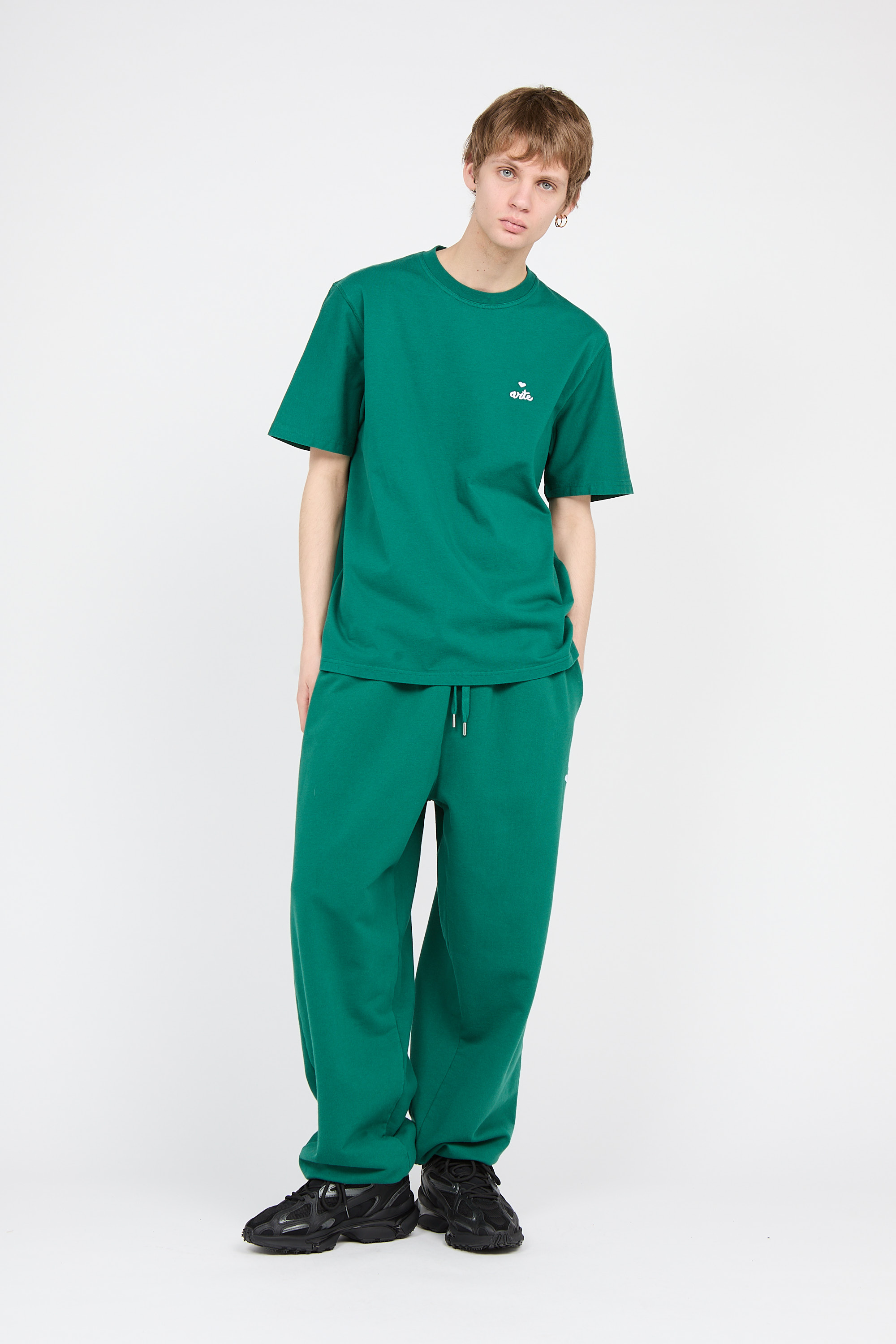 Regular-fit round-neck cotton T-shirt Green