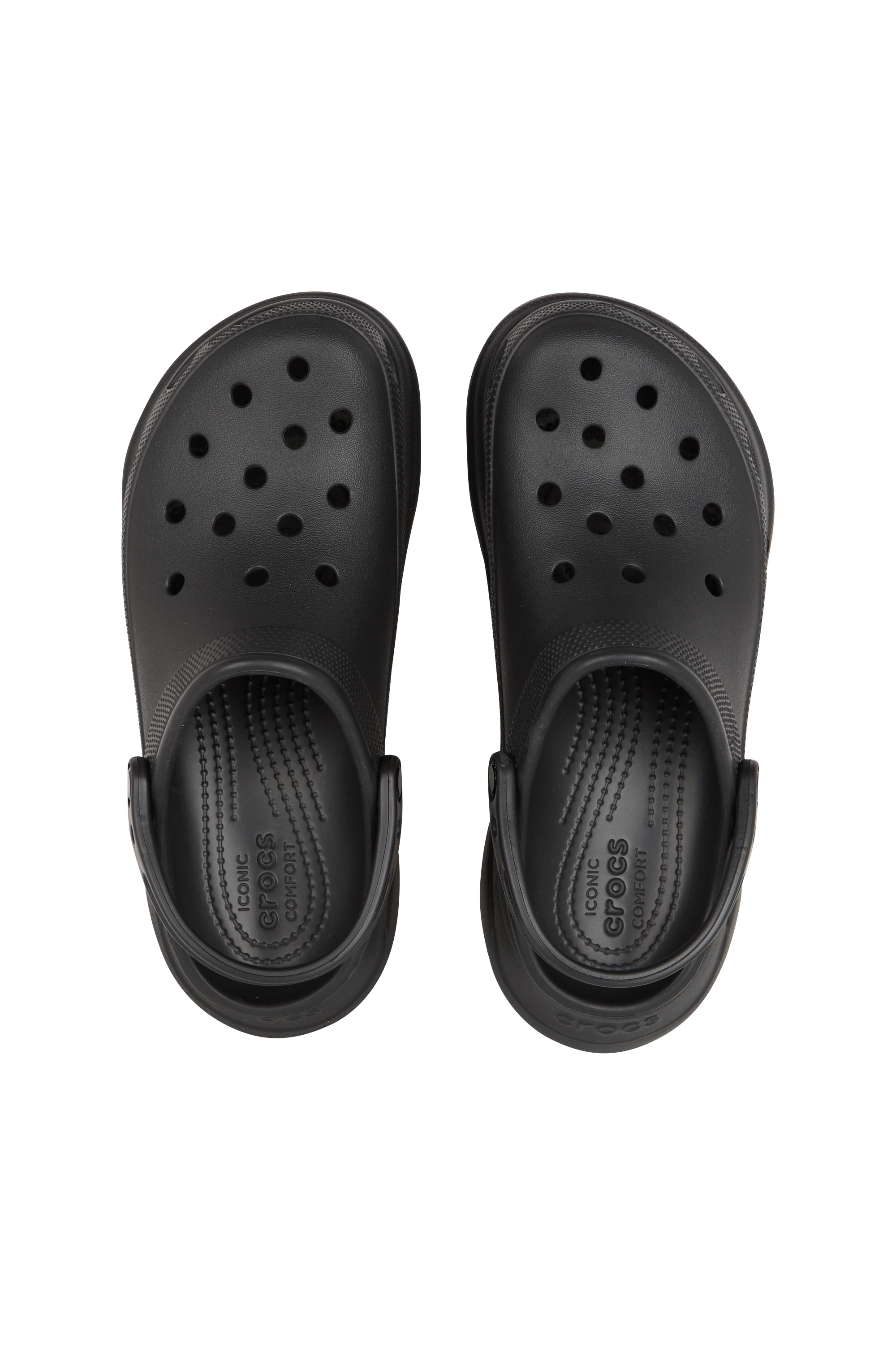 Flat furry sheepskin sandals CROCS Black