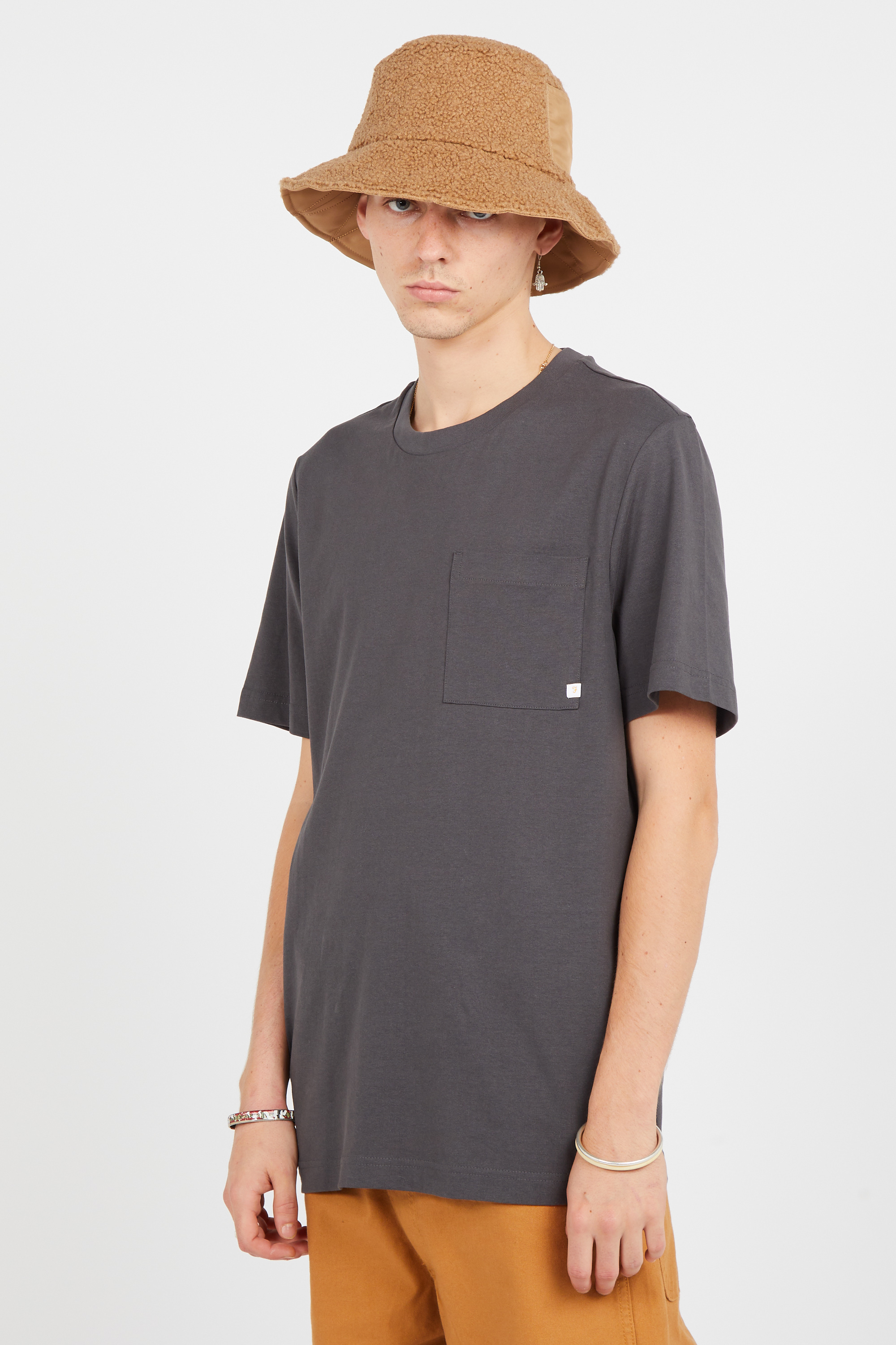 Regular-fit round-neck cotton T-shirt Grey