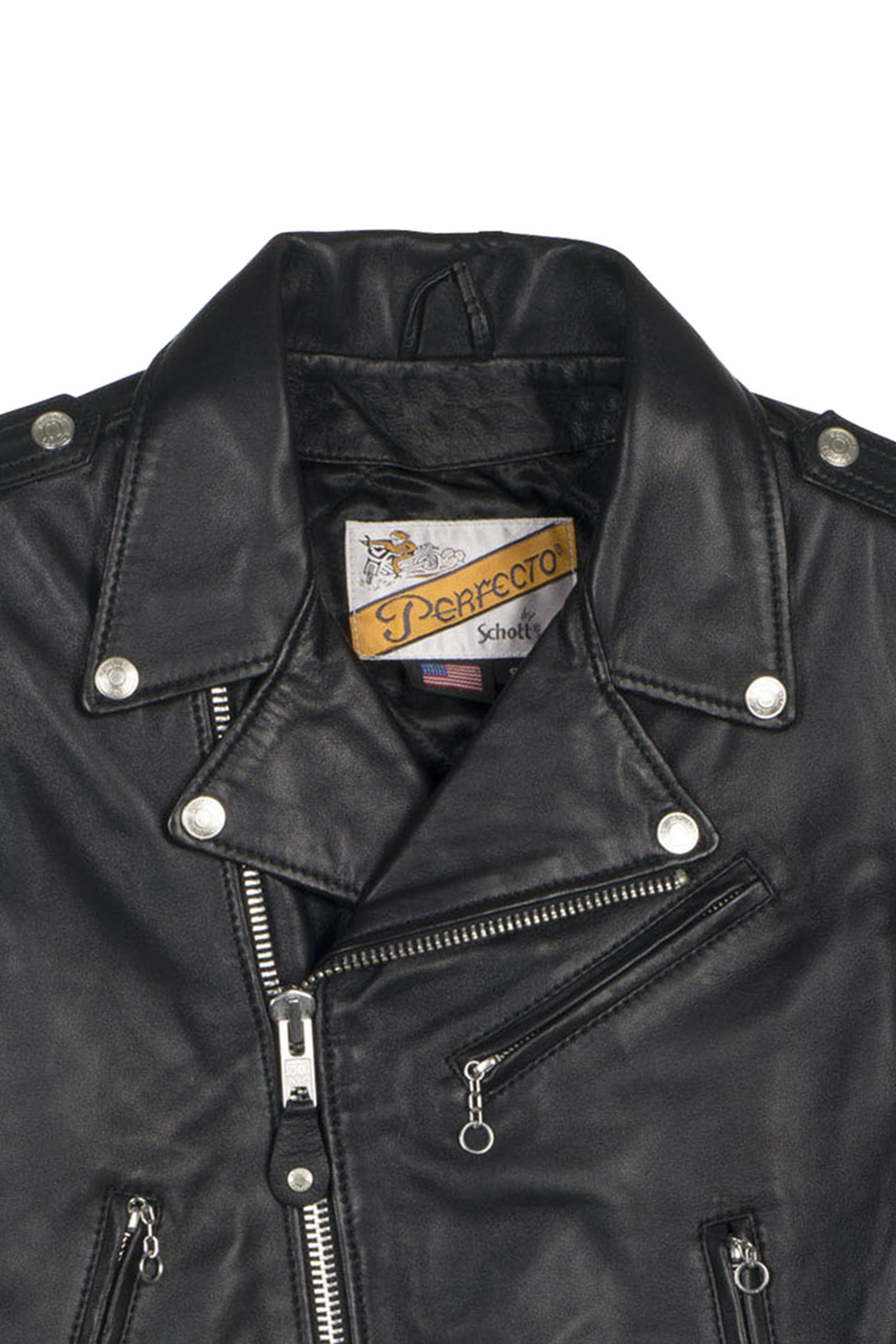 Blouson zippé en cuir Noir