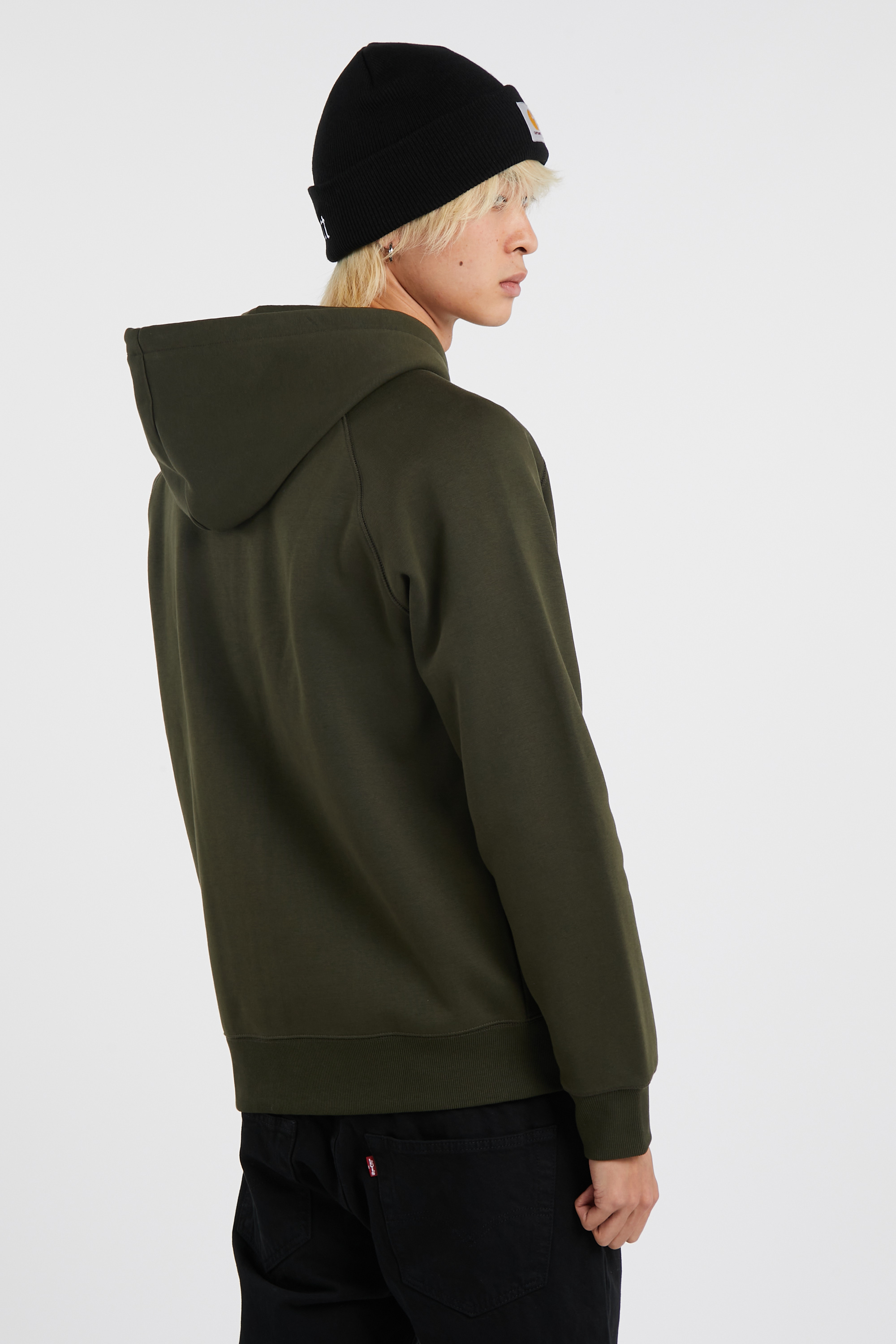 Regular-fit zip-up cotton-blend hoodie with Pony Player Khaki