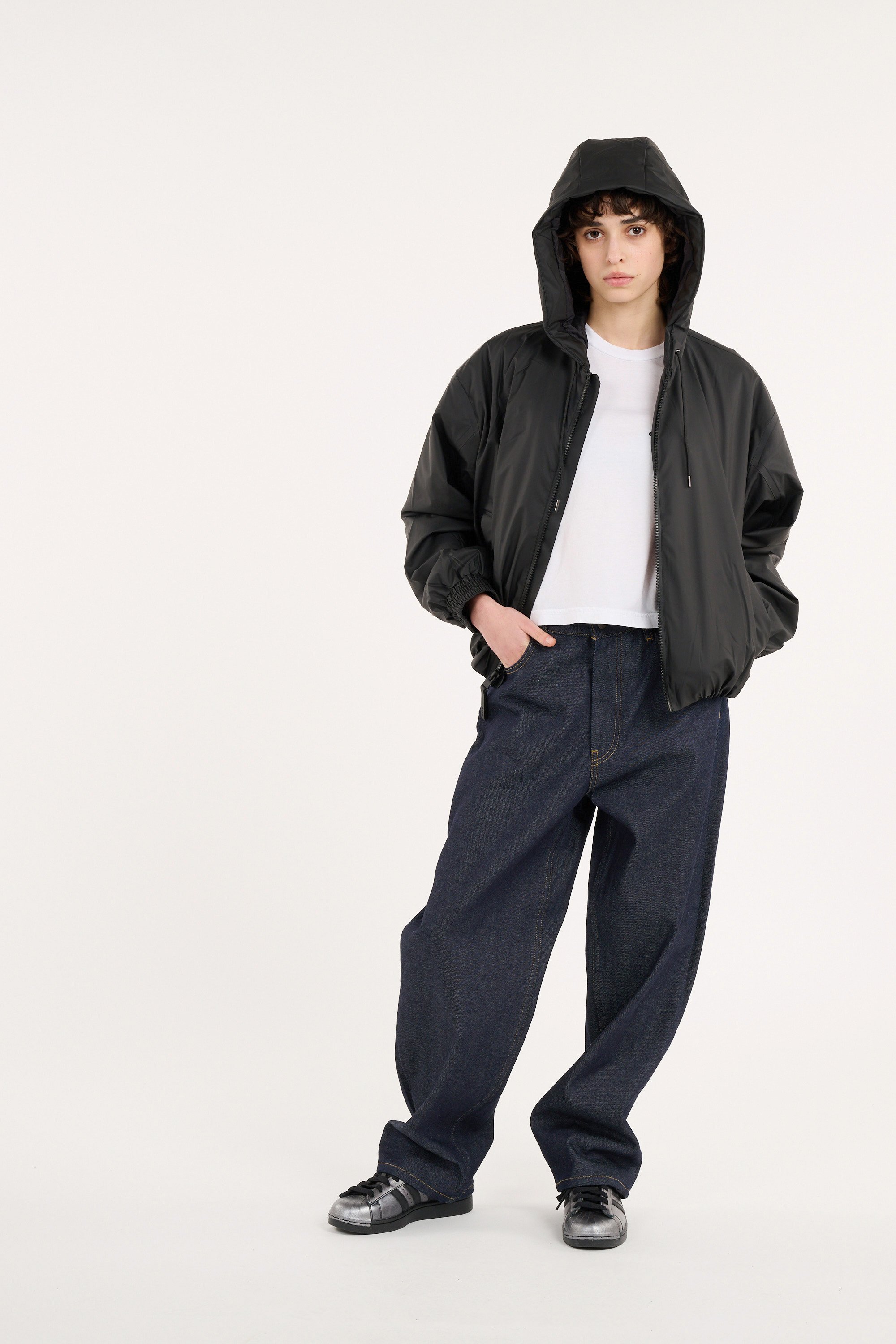 Lightweight quilted padded jacket with high neck RAINS Black