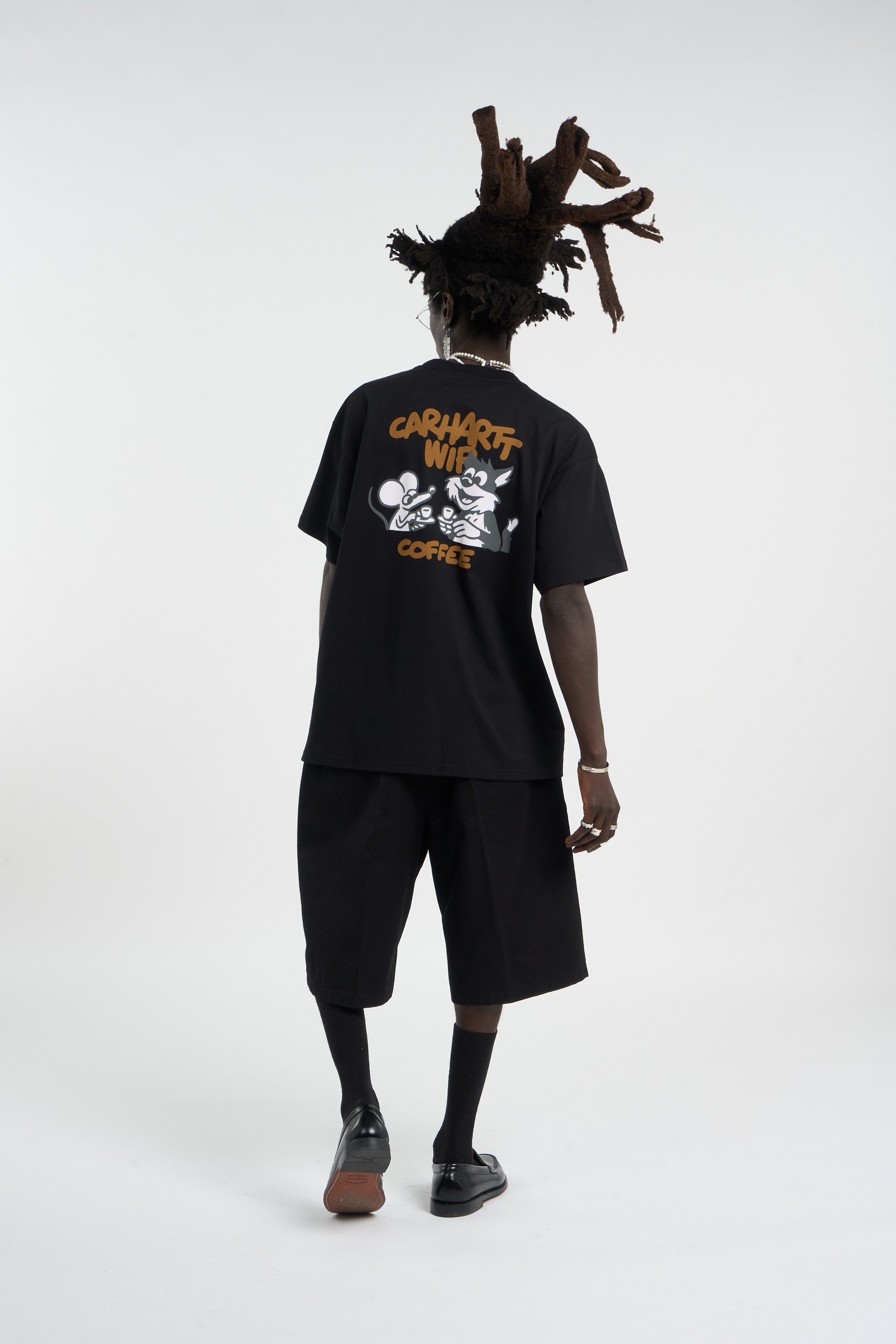 Round neck organic cotton t-shirt | Black CARHARTT WIP Men