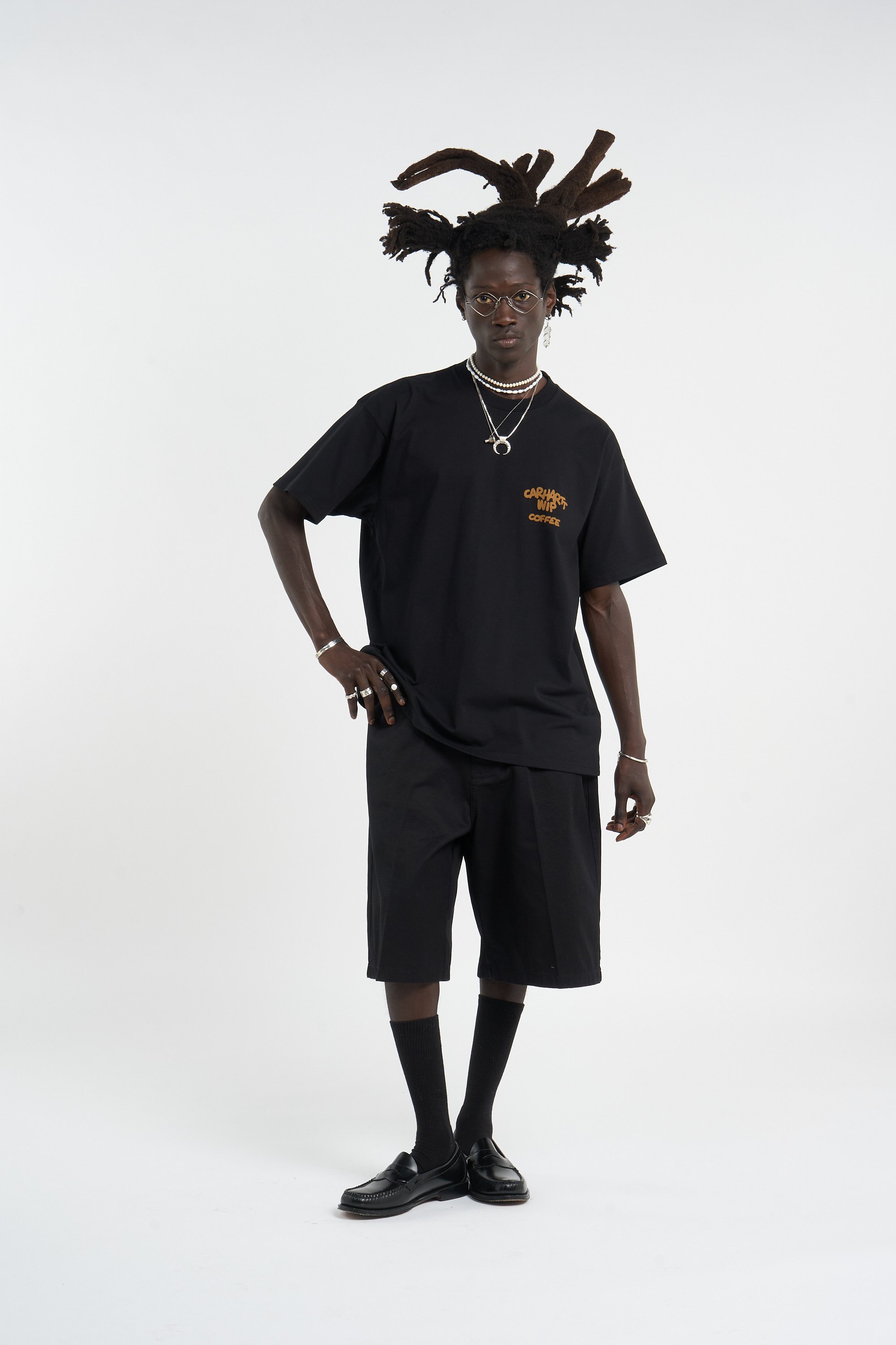 Round neck organic cotton t-shirt | Black CARHARTT WIP Men