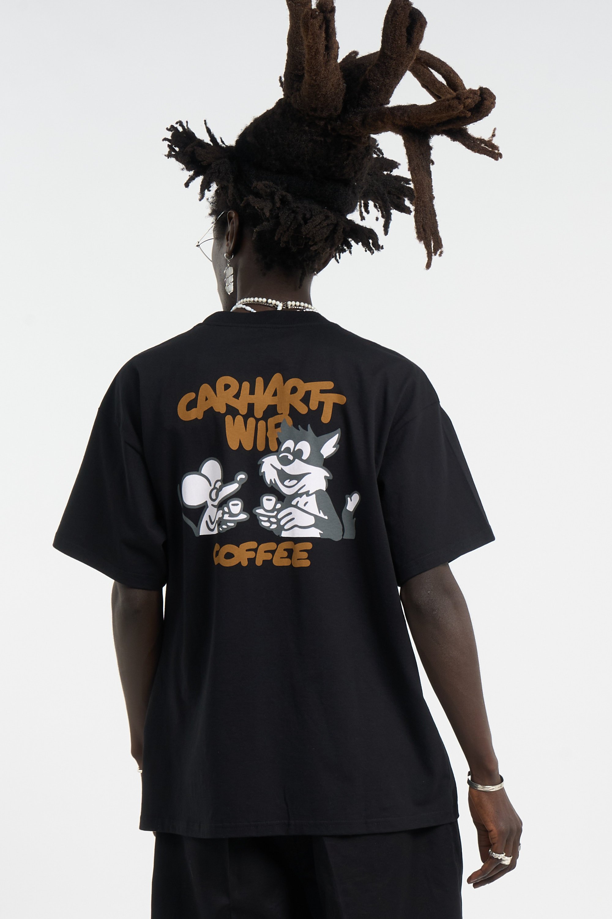 Round neck organic cotton t-shirt | Black CARHARTT WIP Men