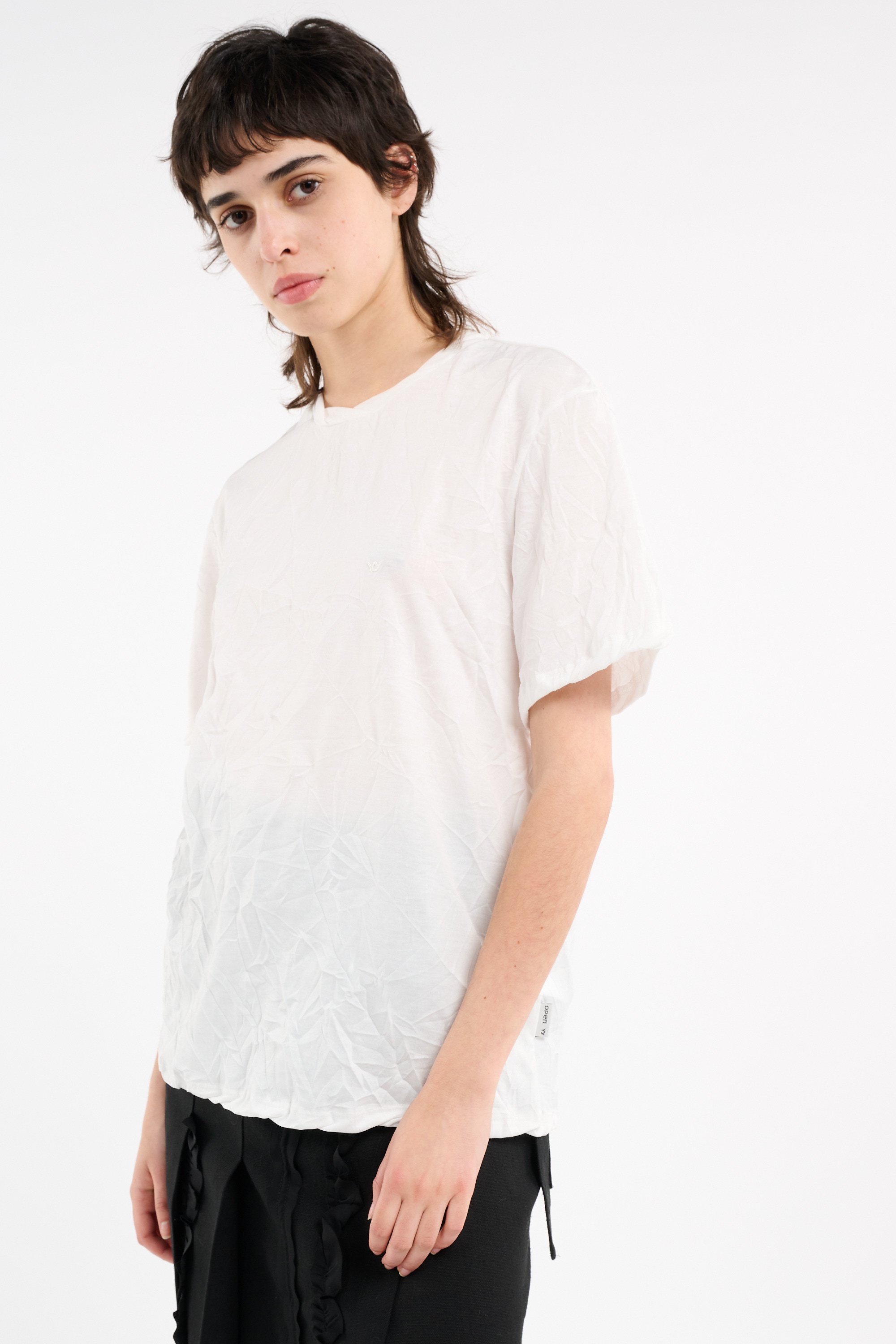 Regular-fit round-neck cotton T-shirt | White OPEN YY Women