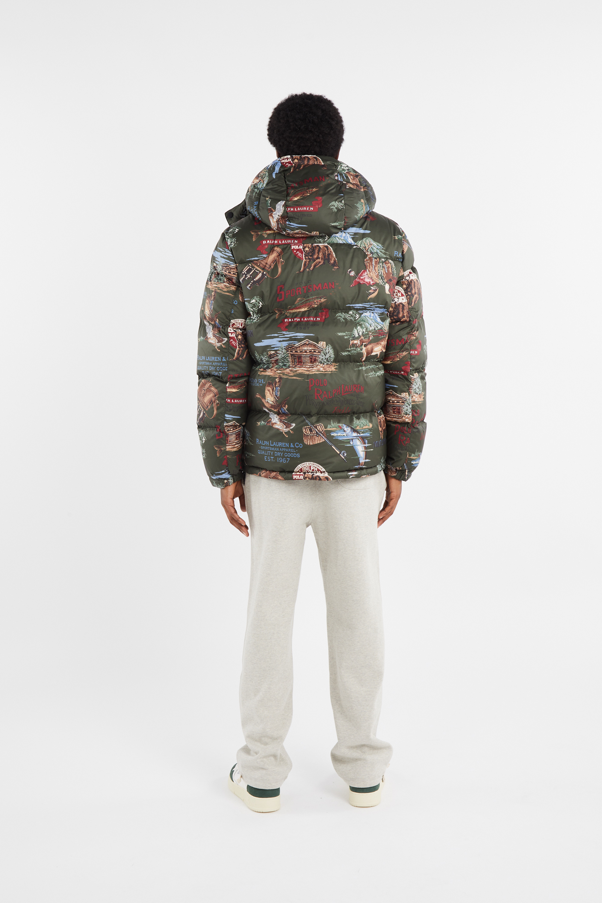 Lightweight quilted padded jacket with high neck Khaki