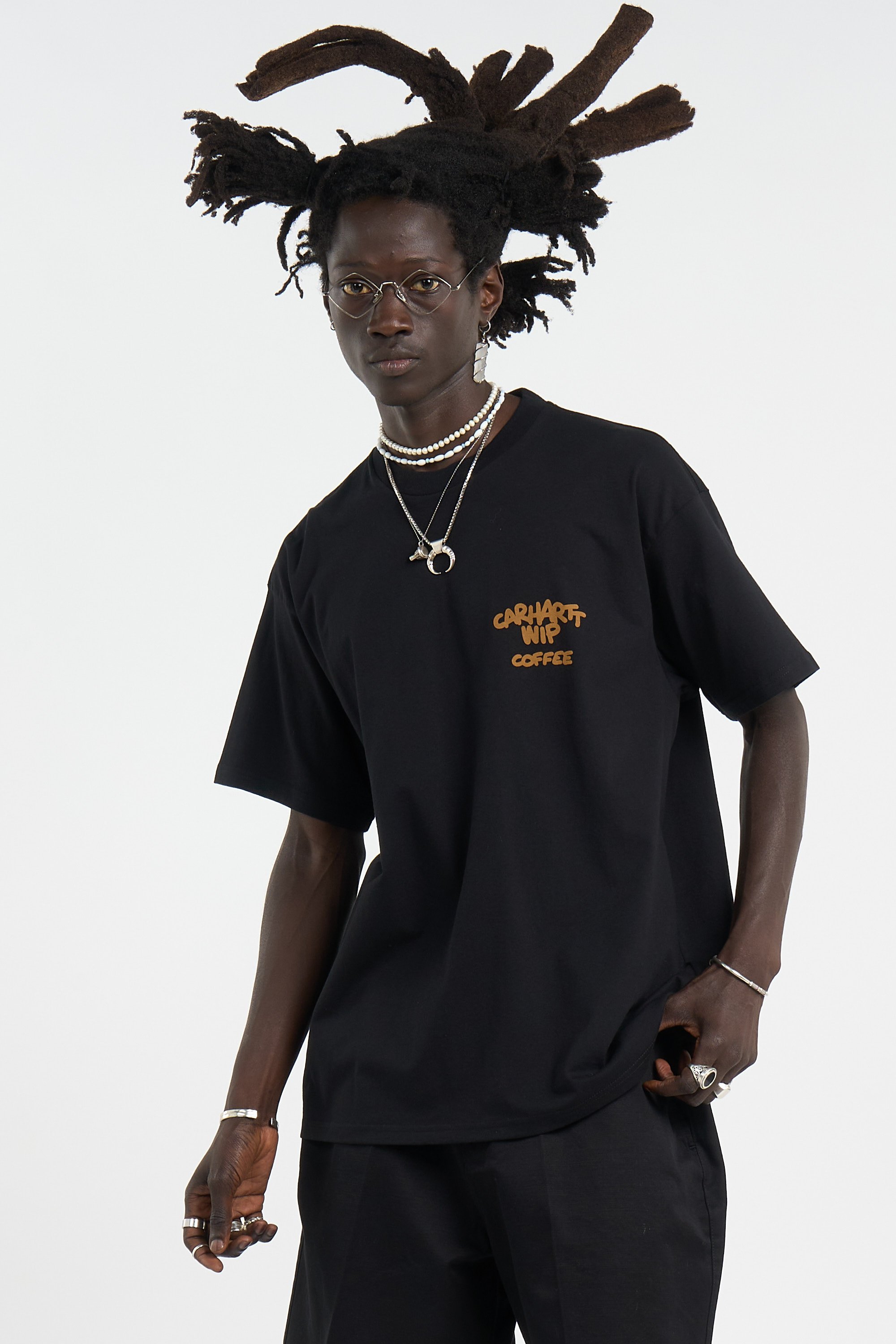 Round neck organic cotton t-shirt | Black CARHARTT WIP Men