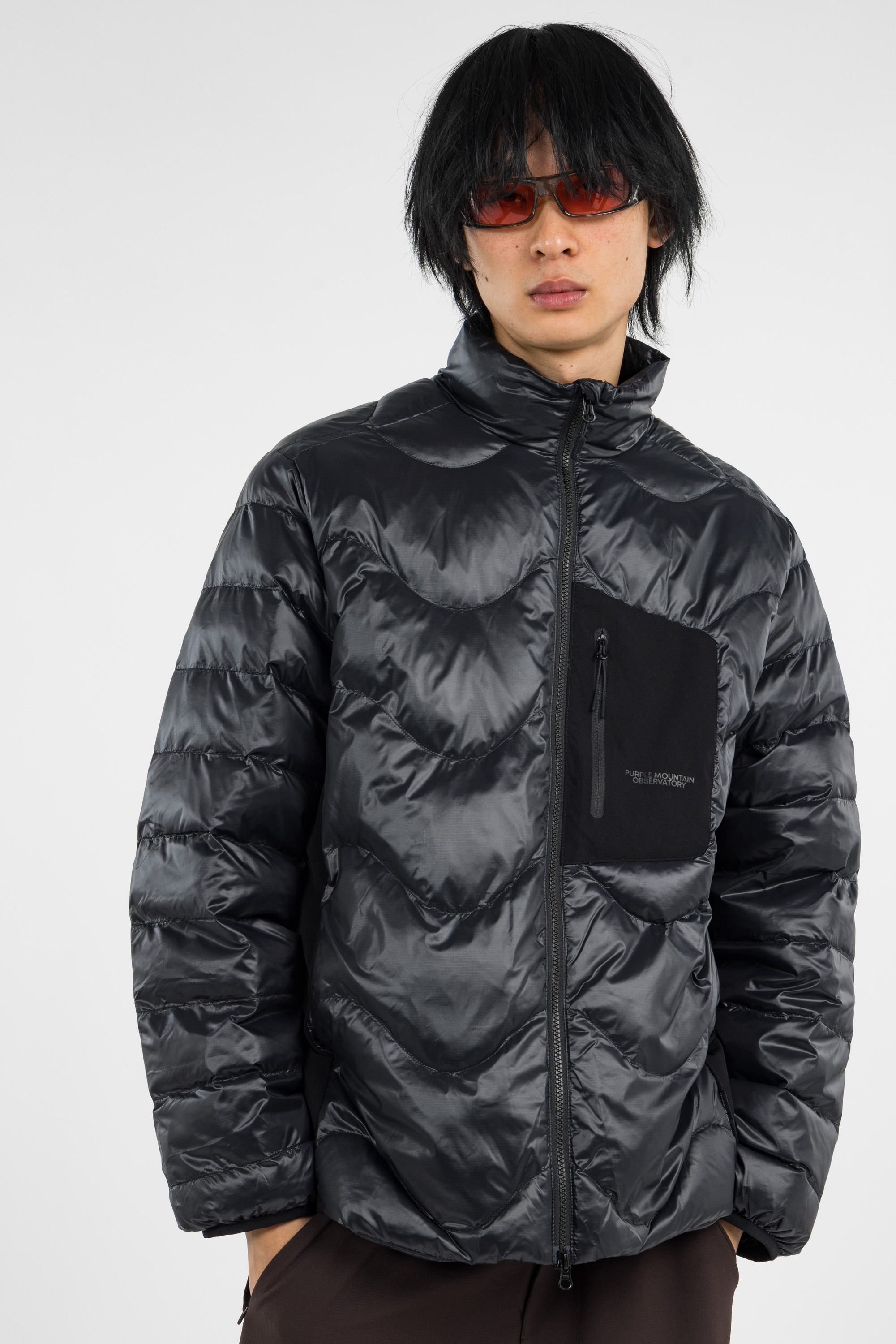 Lightweight quilted padded jacket with high neck Black