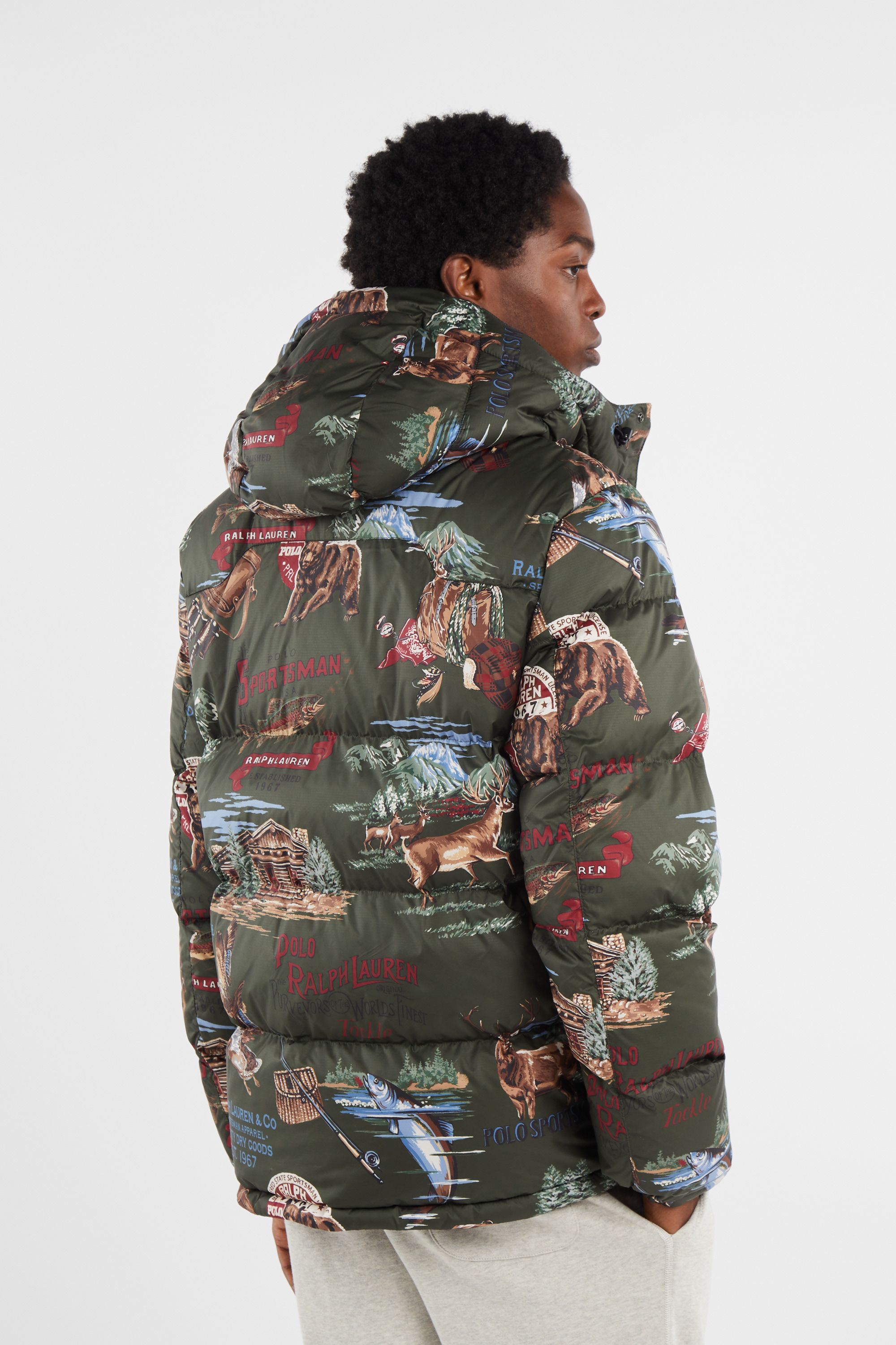 Lightweight quilted padded jacket with high neck Khaki