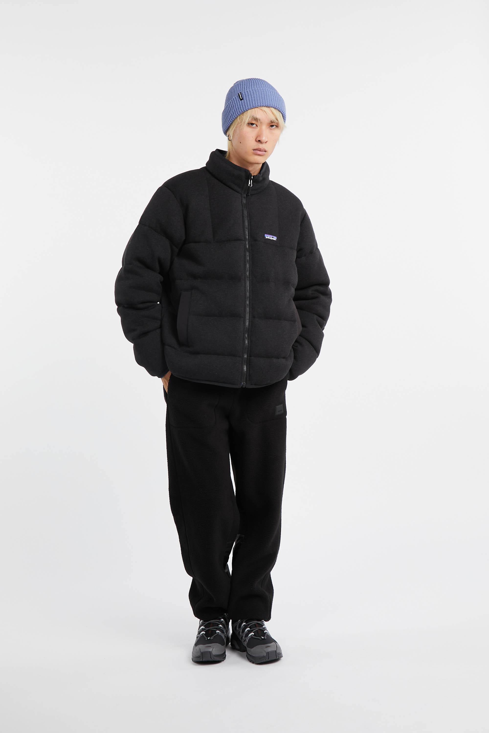 Lightweight quilted padded jacket with high neck Black