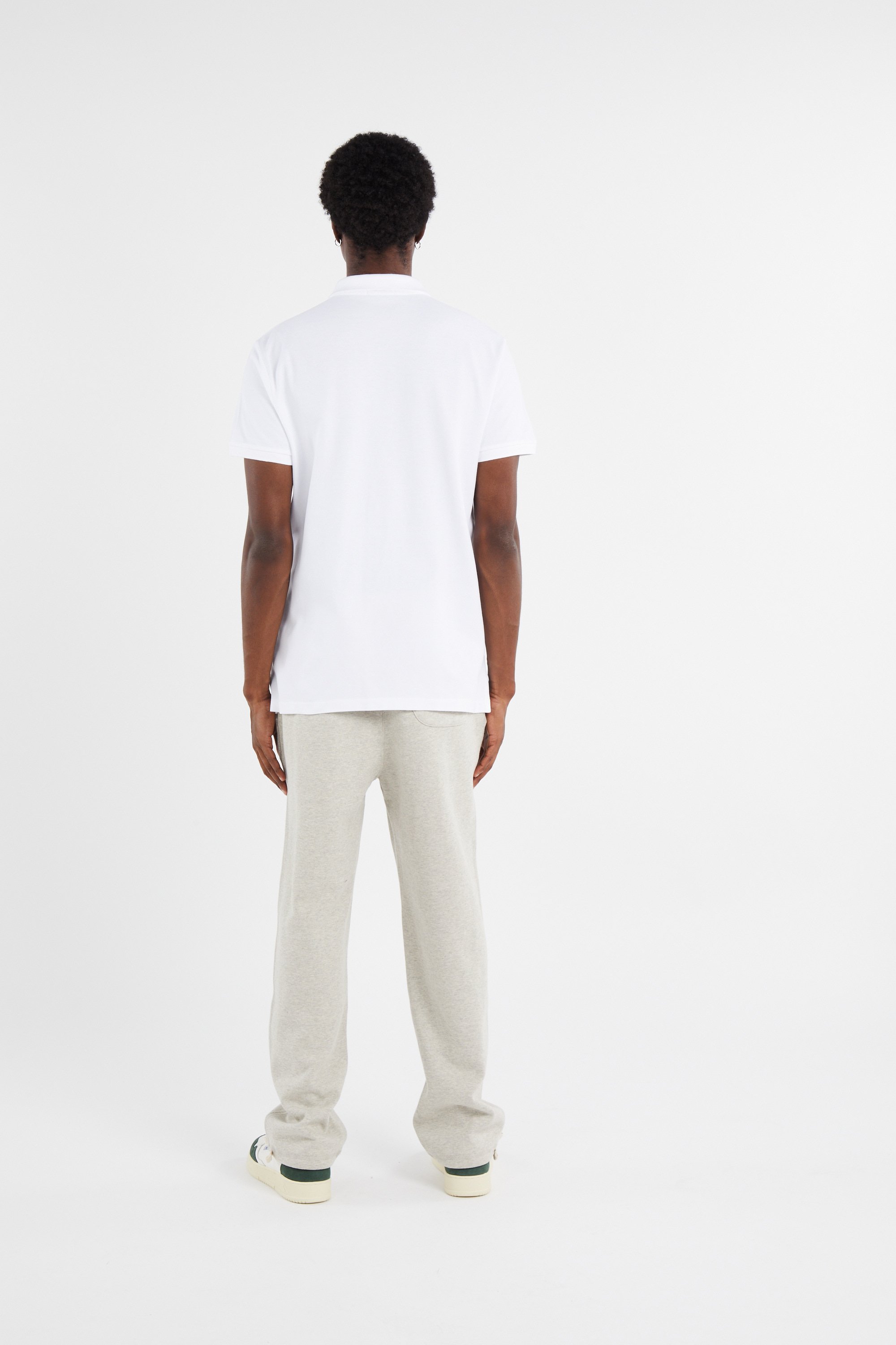 Slim-fit cotton piqué polo shirt with long sleeves White