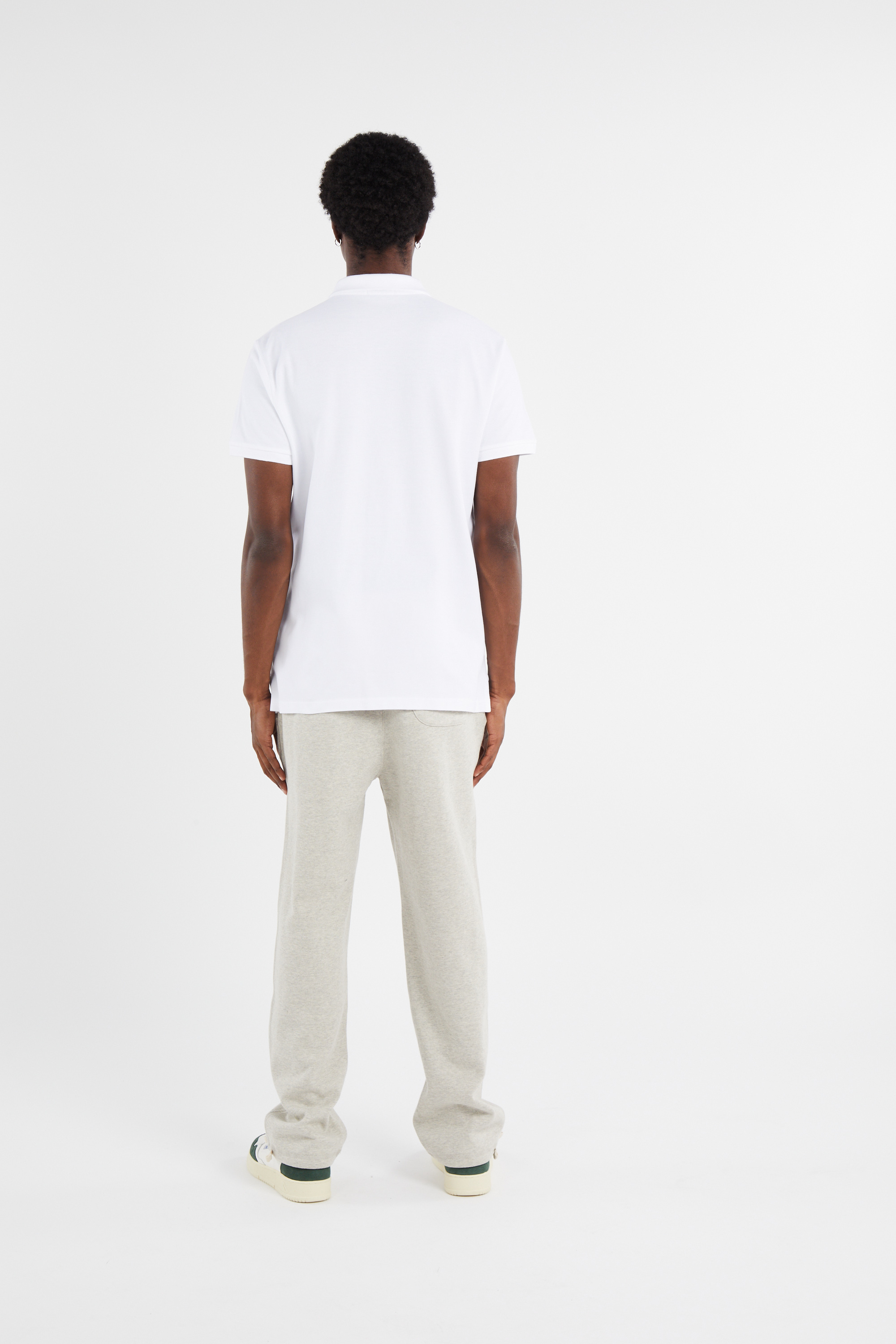 Slim-fit cotton piqué polo shirt with long sleeves White