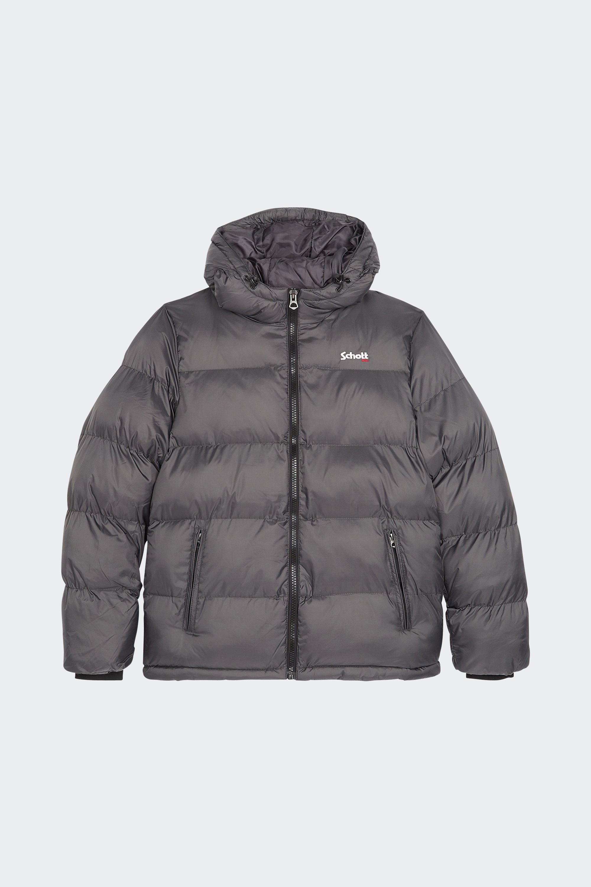Puffer jacket with hood | Grey by SCHOTT Puffer jacket with hood Grey