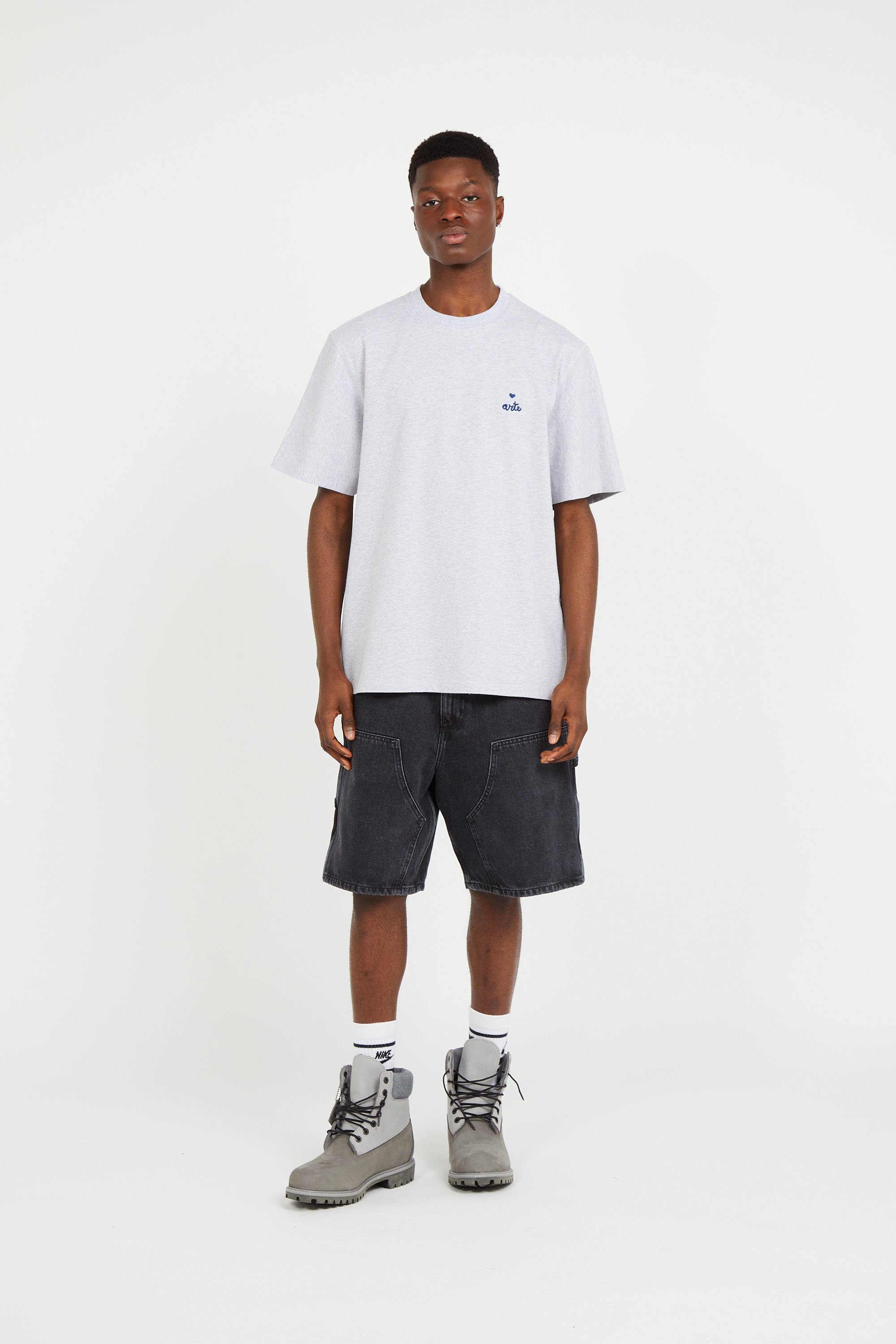 Regular-fit round-neck cotton T-shirt Grey