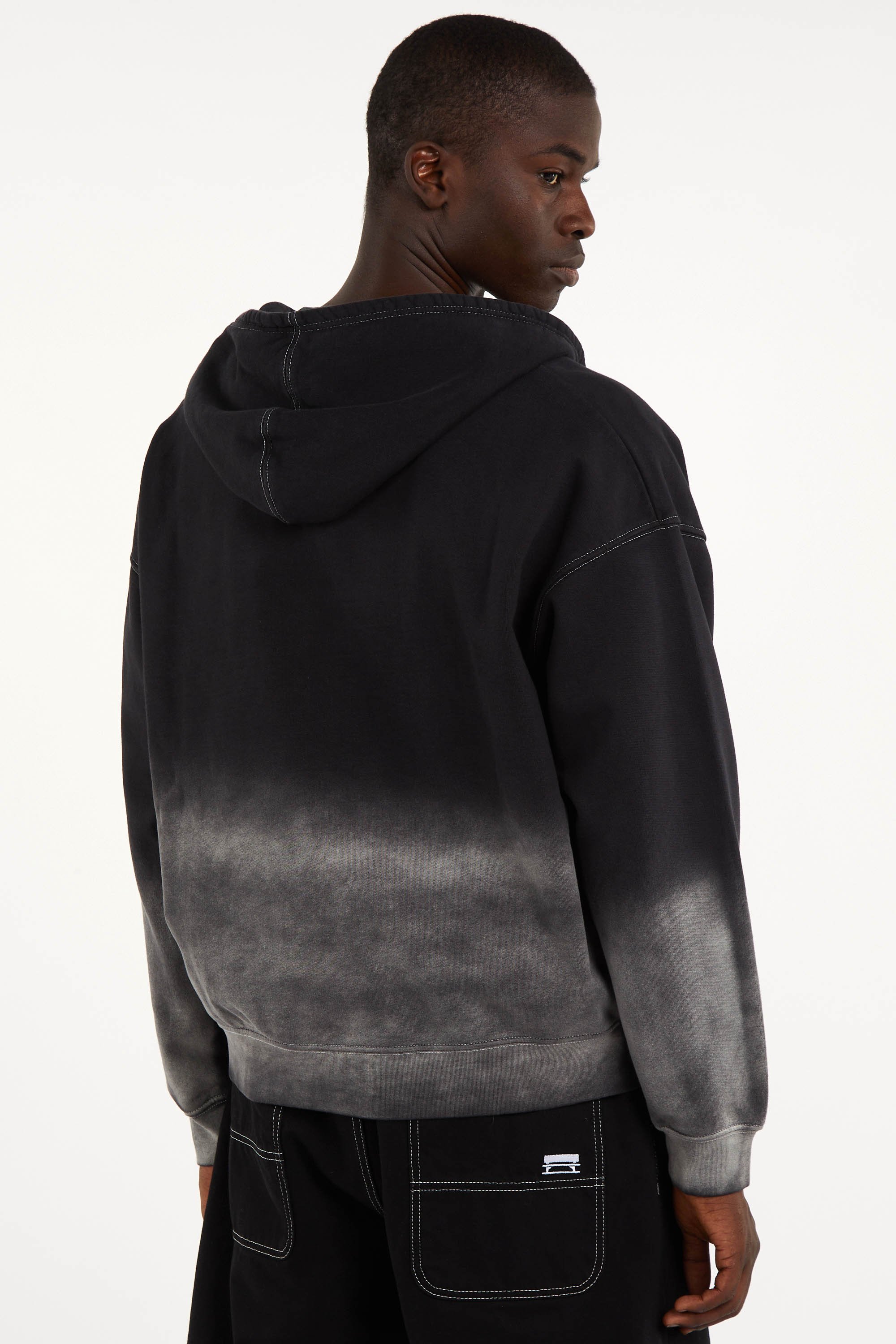 Zipped plain hooded sweatshirt | Black JACKER Men
