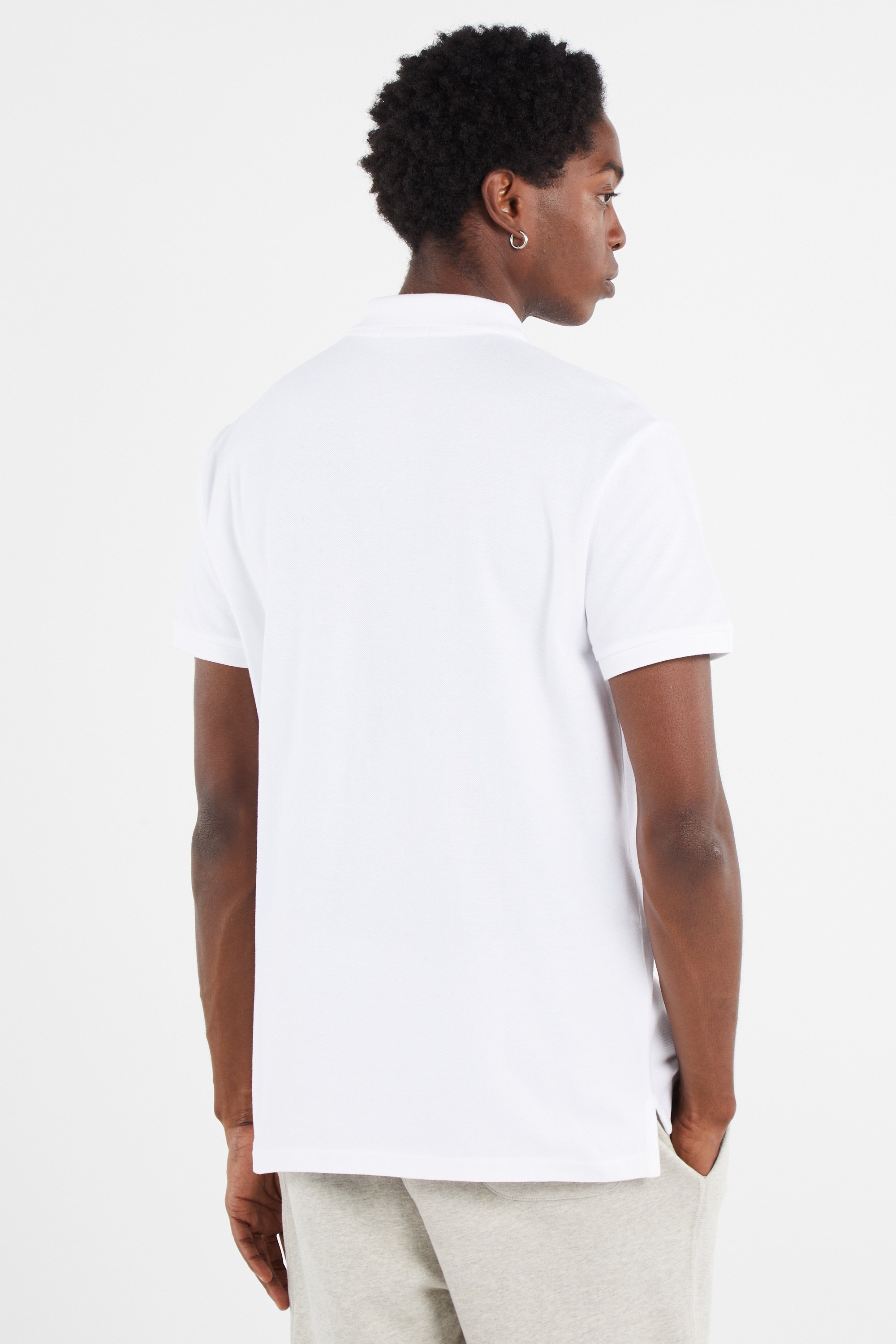 Slim-fit cotton piqué polo shirt with long sleeves White