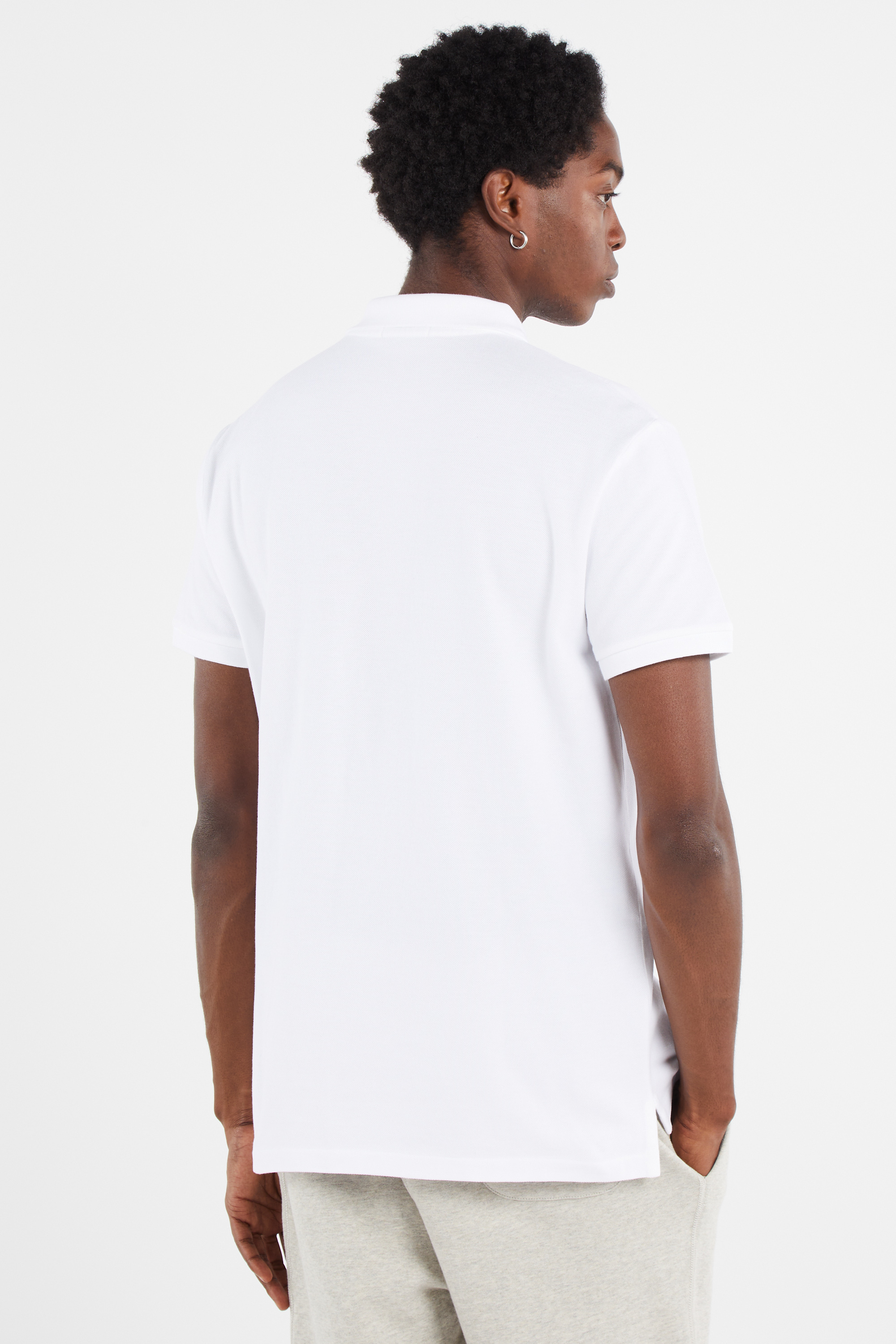 Slim-fit cotton piqué polo shirt with long sleeves White