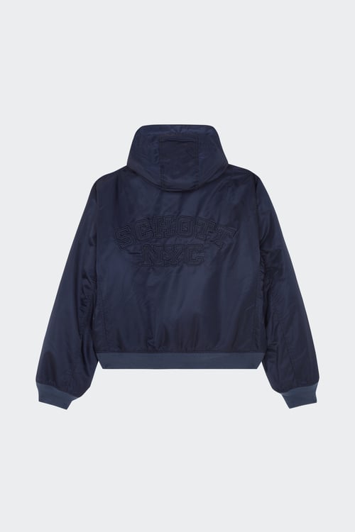 SCHOTT Lightweight quilted padded jacket with high neck Blue