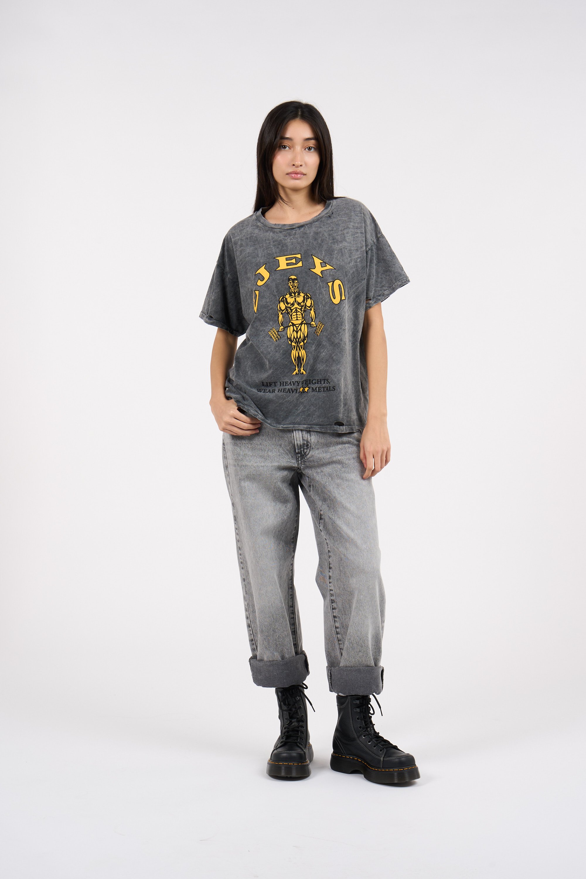 Regular-fit round-neck cotton T-shirt TWOJEYS Grey