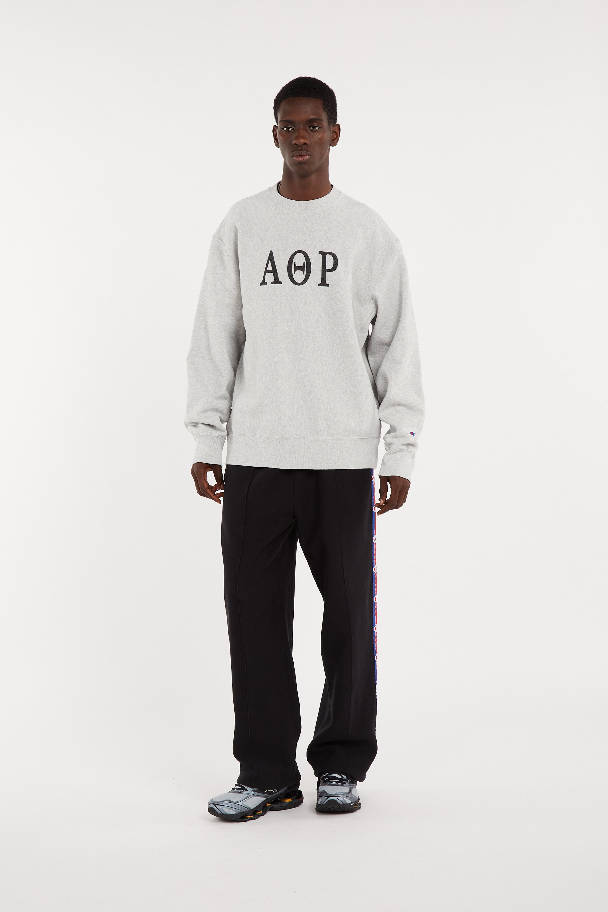 Sweat col rond ample sérigraphié CHAMPION Gris