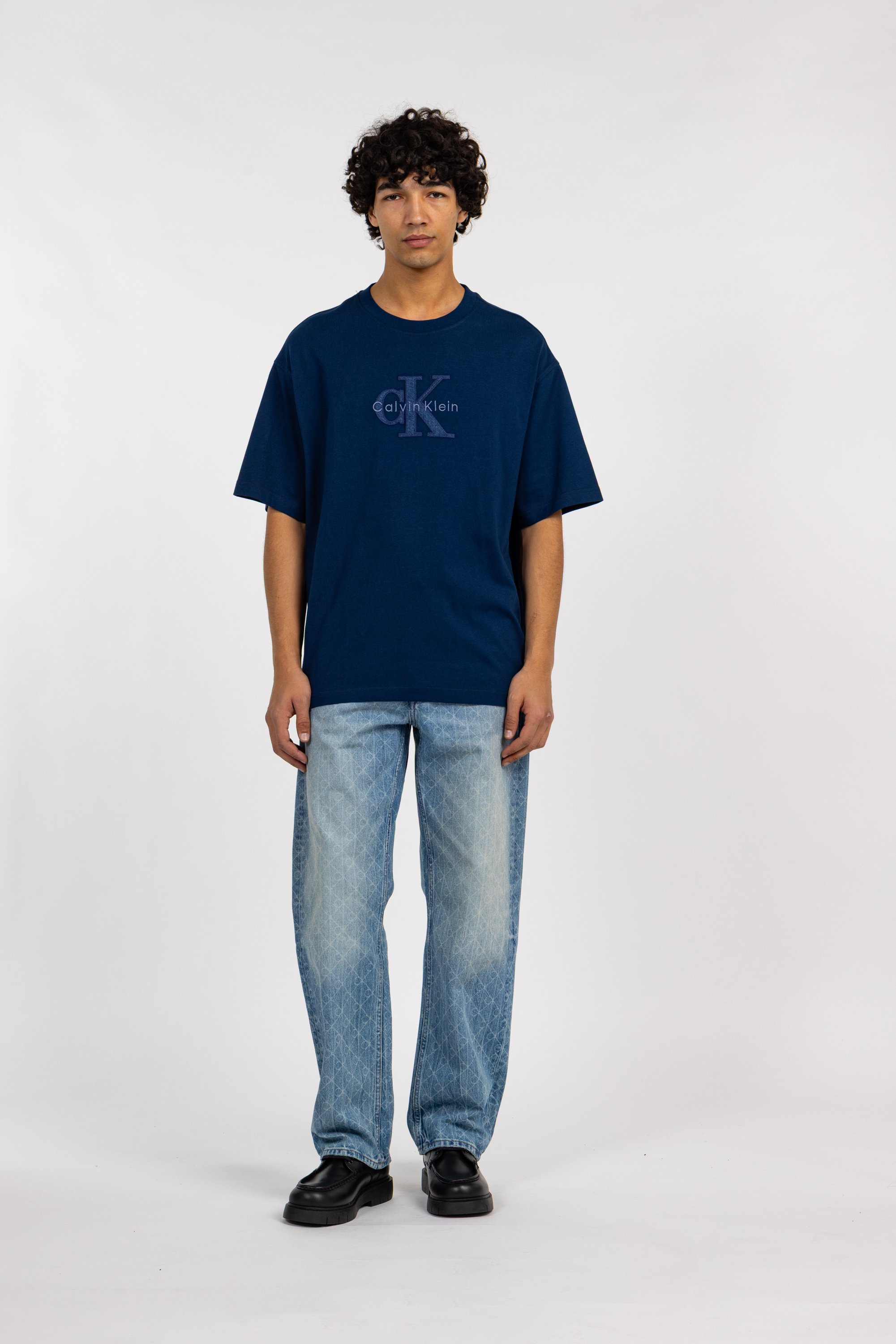 Regular-fit round-neck cotton T-shirt CALVIN KLEIN Blue