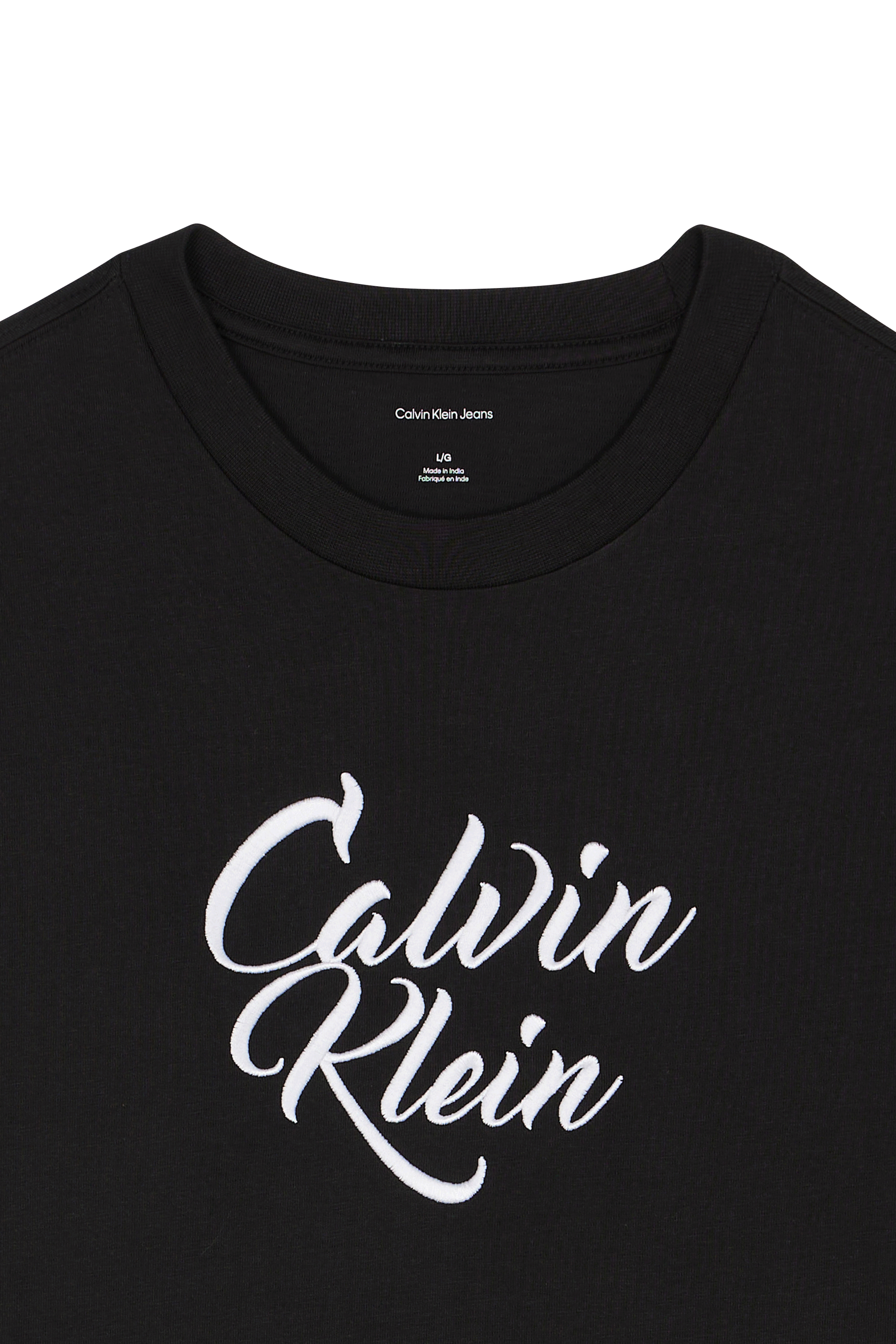 Regular-fit round-neck cotton T-shirt Black