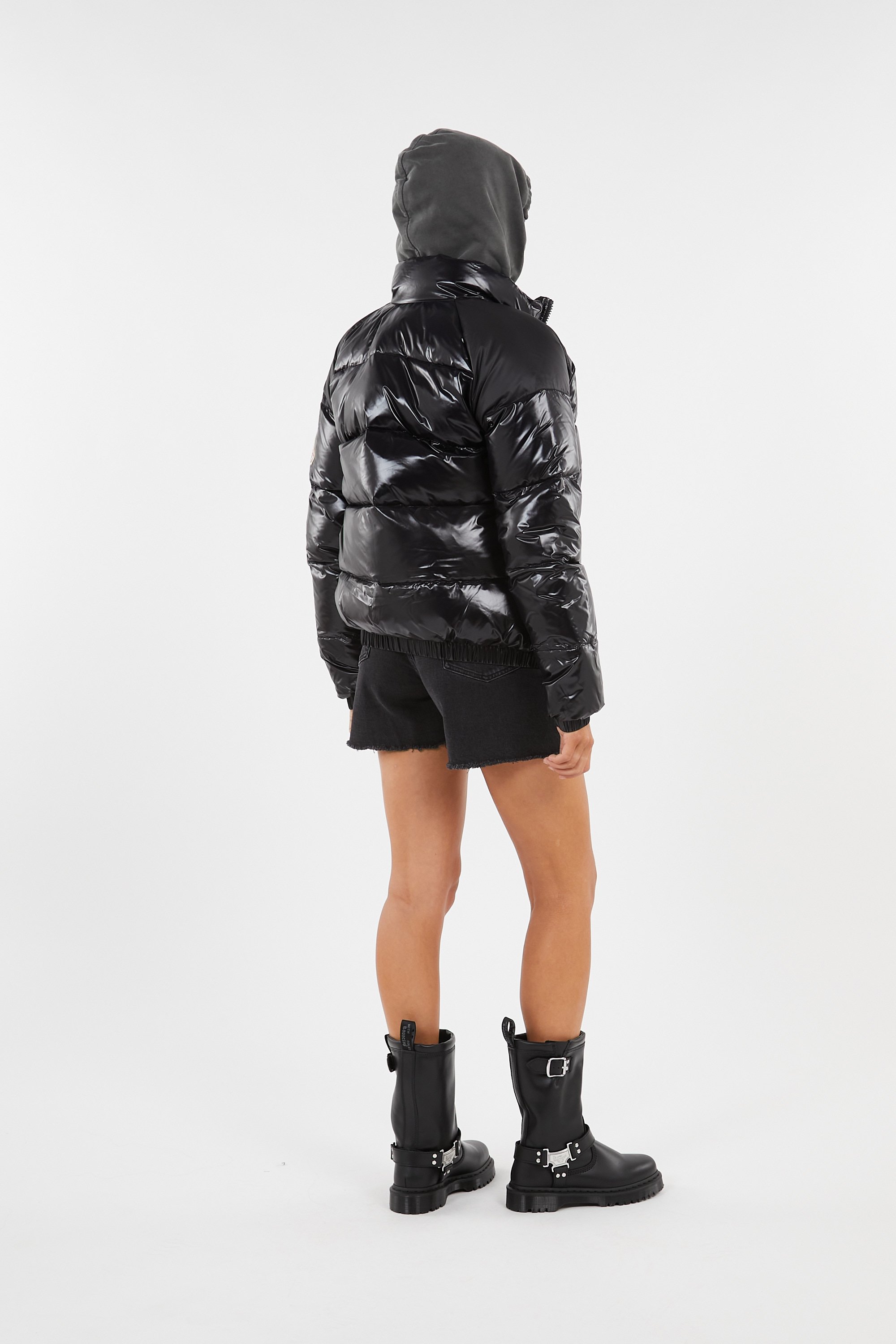 Lightweight quilted padded jacket with high neck Black