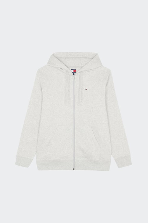 TOMMY JEANS Regular-fit zip-up cotton-blend hoodie with Pony Player Grey