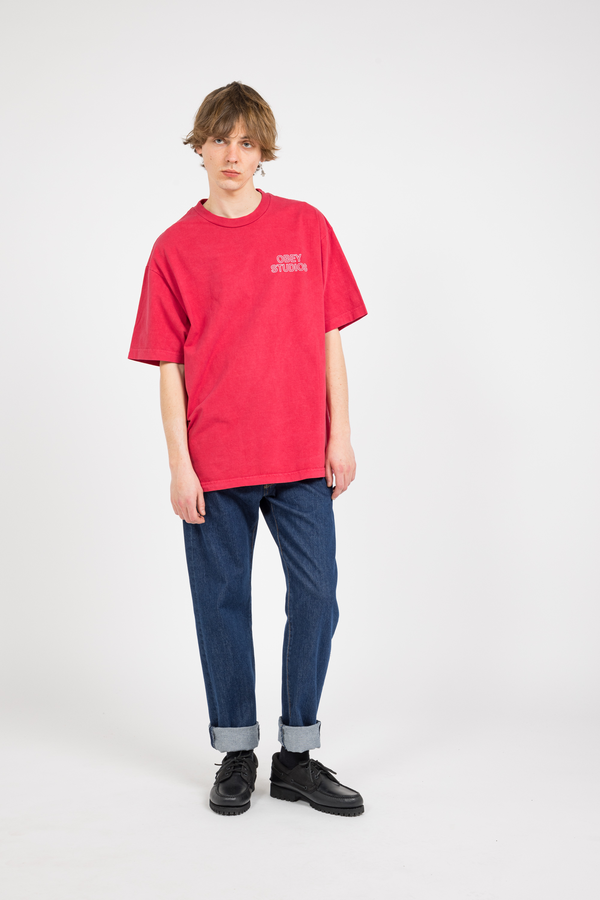 Regular-fit round-neck cotton T-shirt Pink