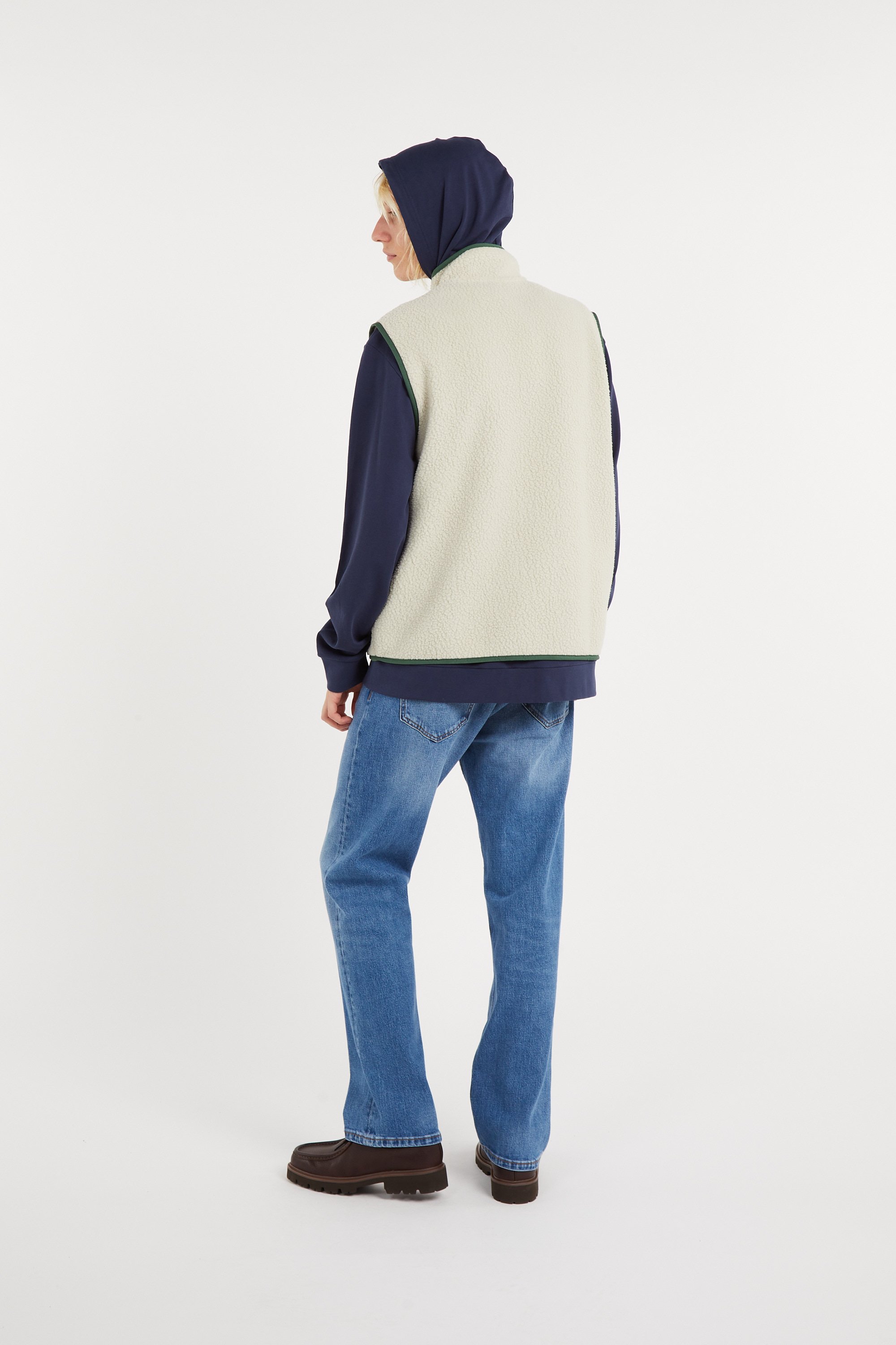 Regular-fit buttoned fleece sweater with high neck | White PATAGONIA Men
