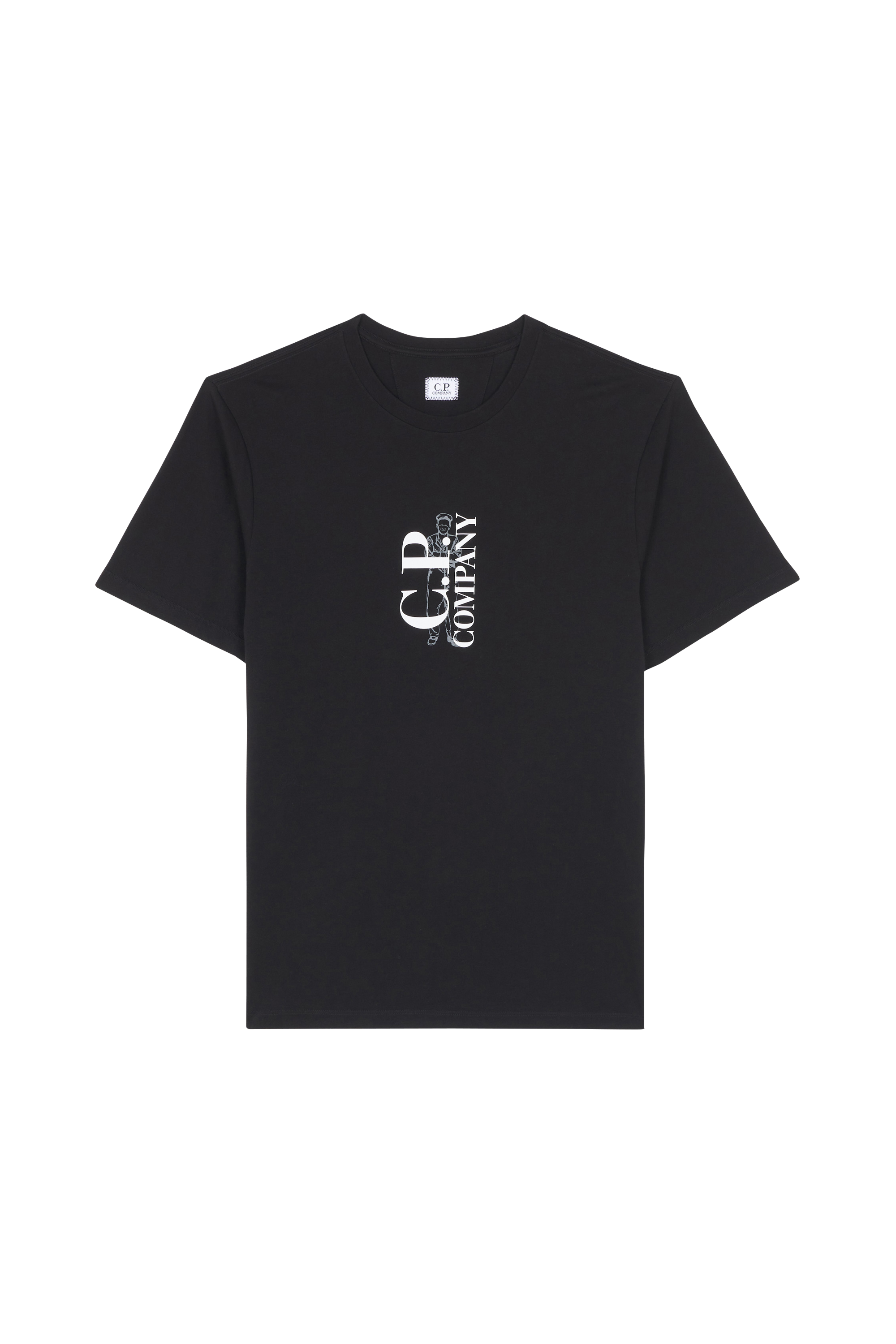 Regular-fit round-neck cotton T-shirt Black