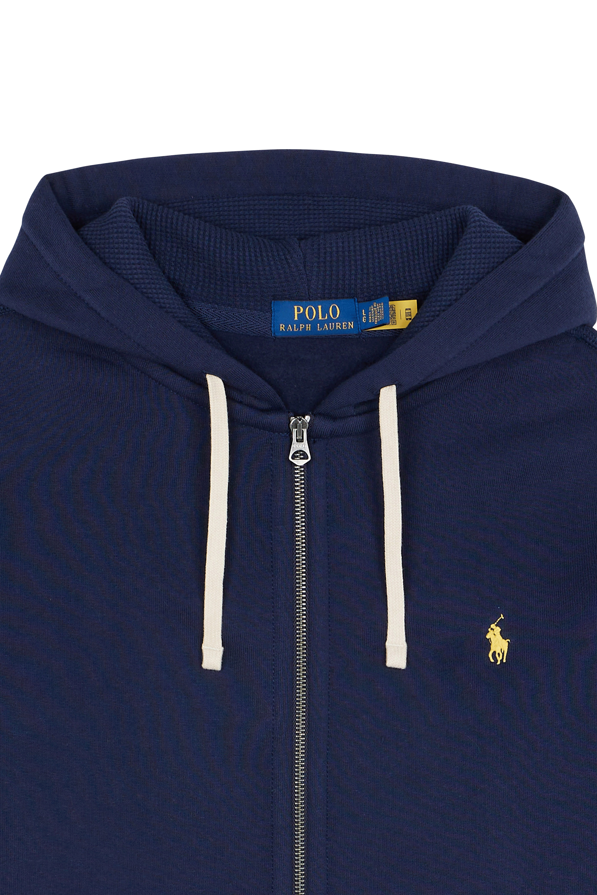 Regular-fit zip-up cotton-blend hoodie with Pony Player Blue