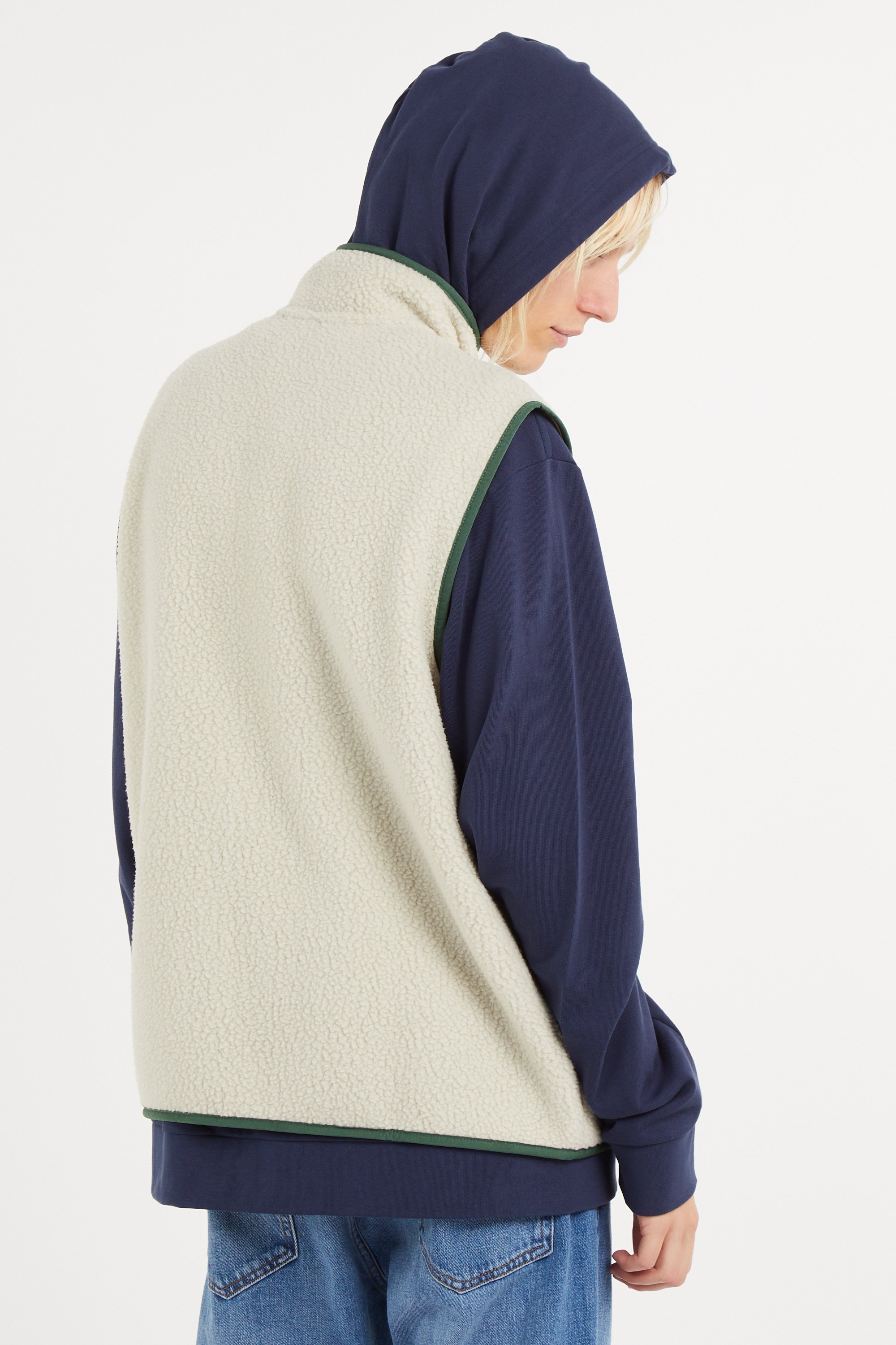 Regular-fit buttoned fleece sweater with high neck | White PATAGONIA Men