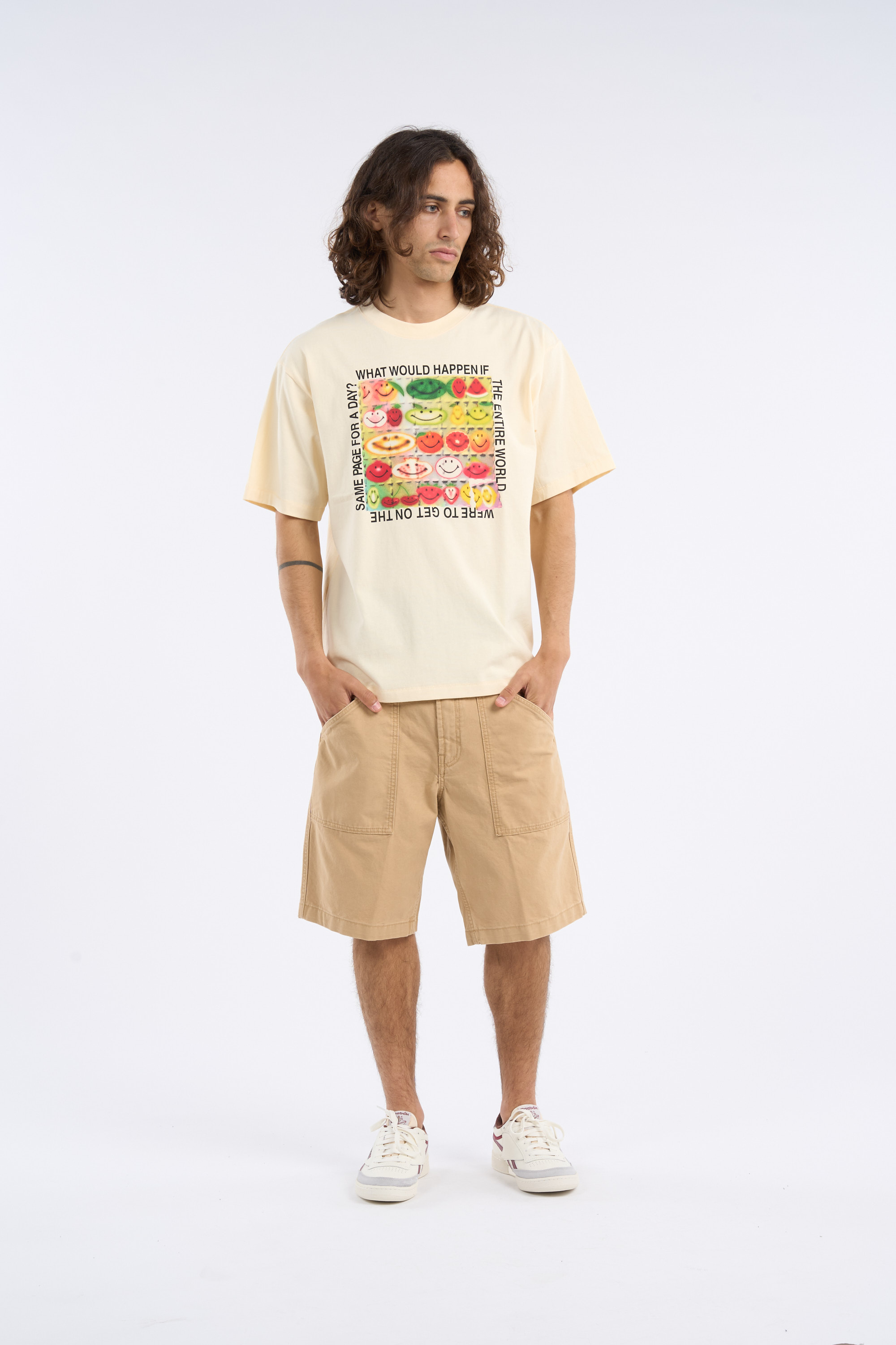 Regular-fit round-neck cotton T-shirt Beige