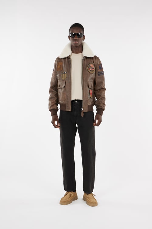 SCHOTT Jacket Brown