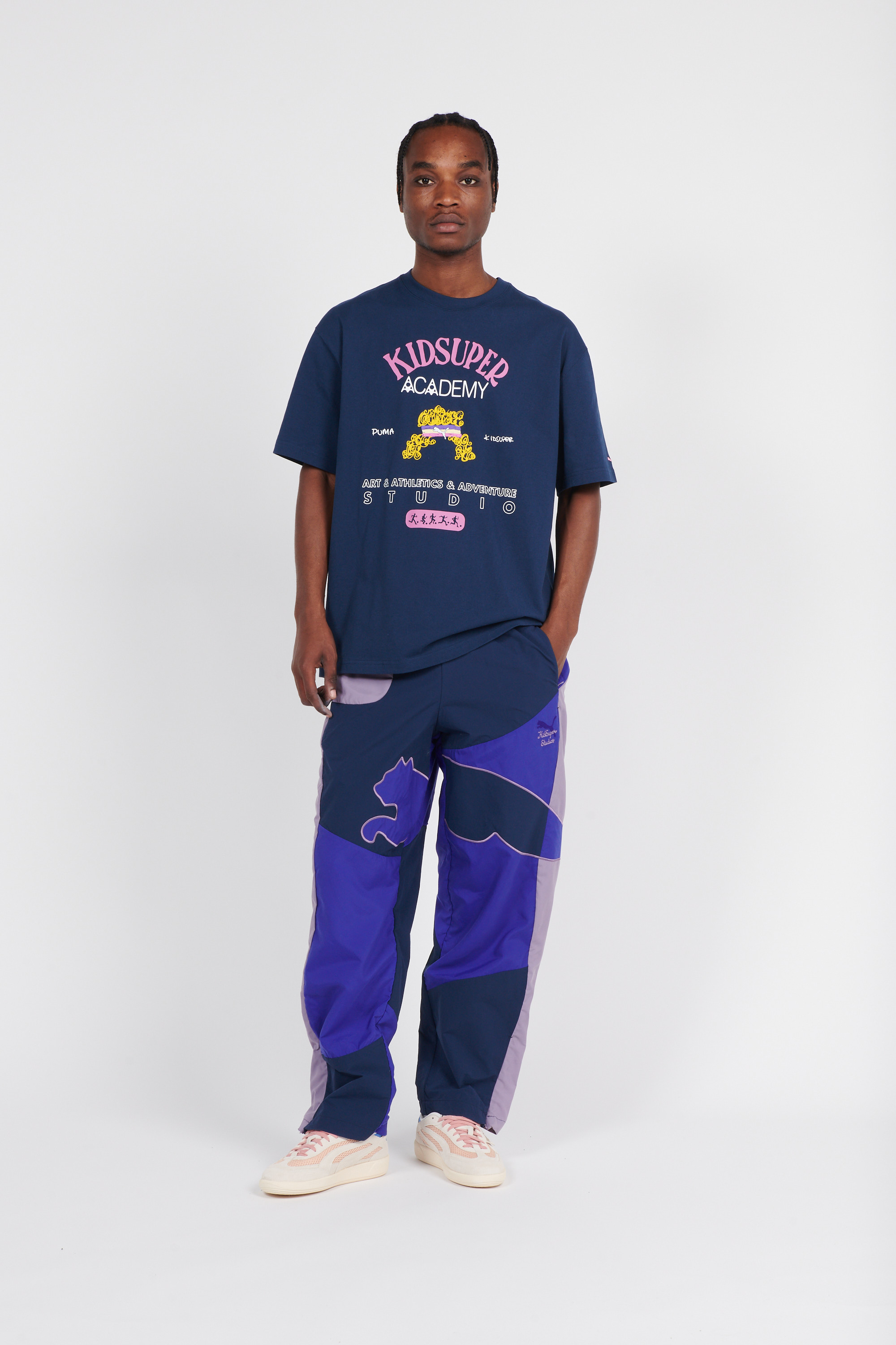 Regular-fit round-neck cotton T-shirt Blue