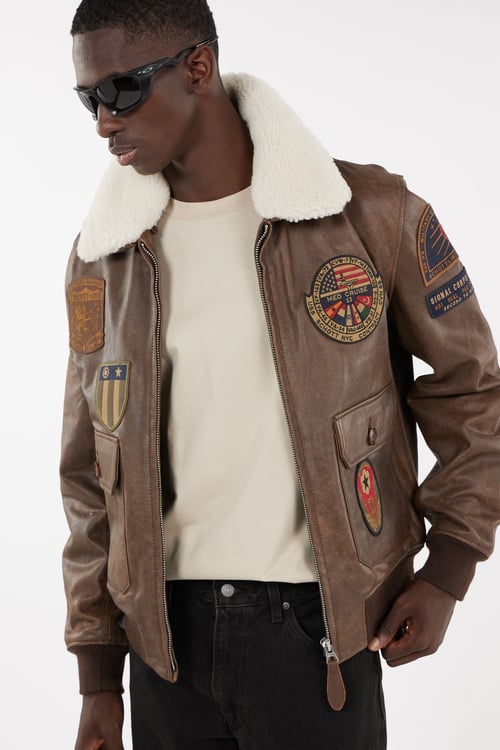SCHOTT Jacket Brown