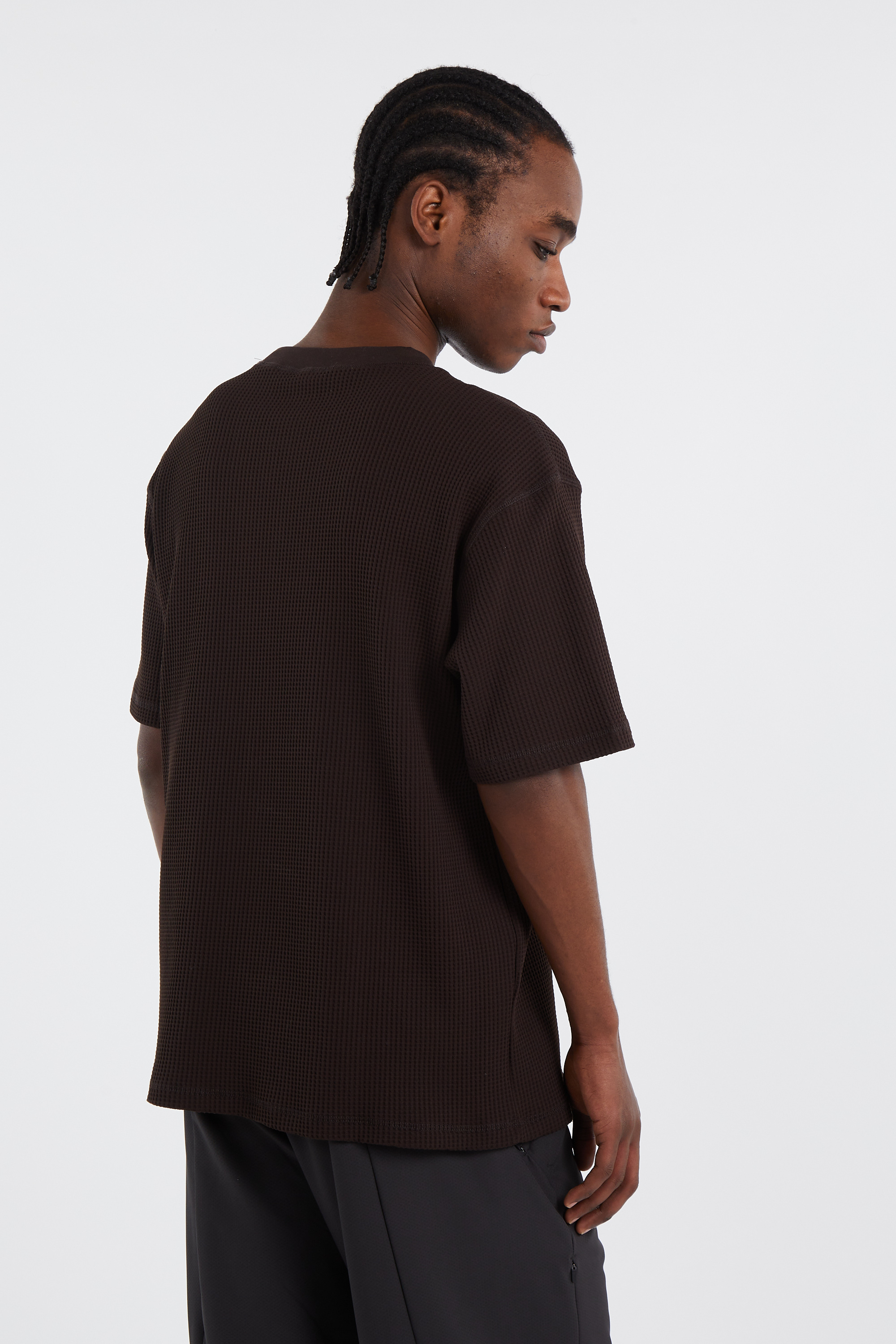 Regular-fit round-neck cotton T-shirt Brown