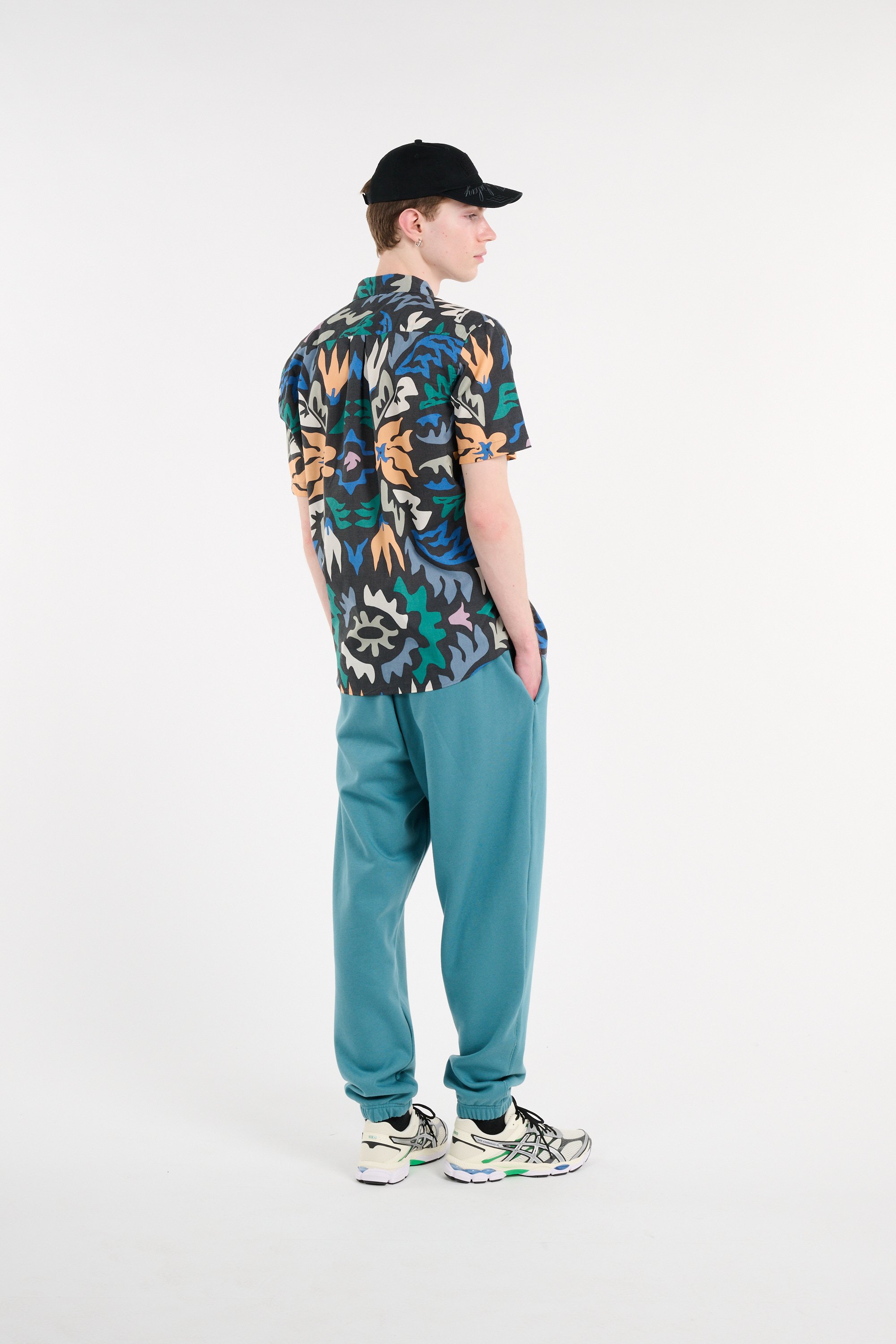 Regular-fit printed organic cotton-blend shirt Black