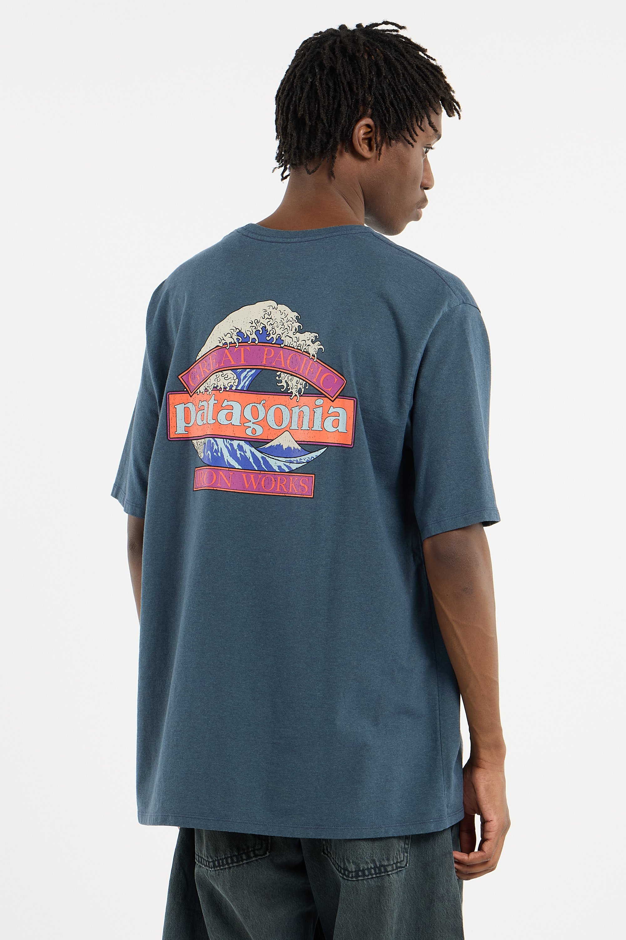 Regular-fit round-neck cotton T-shirt | Blue PATAGONIA Men