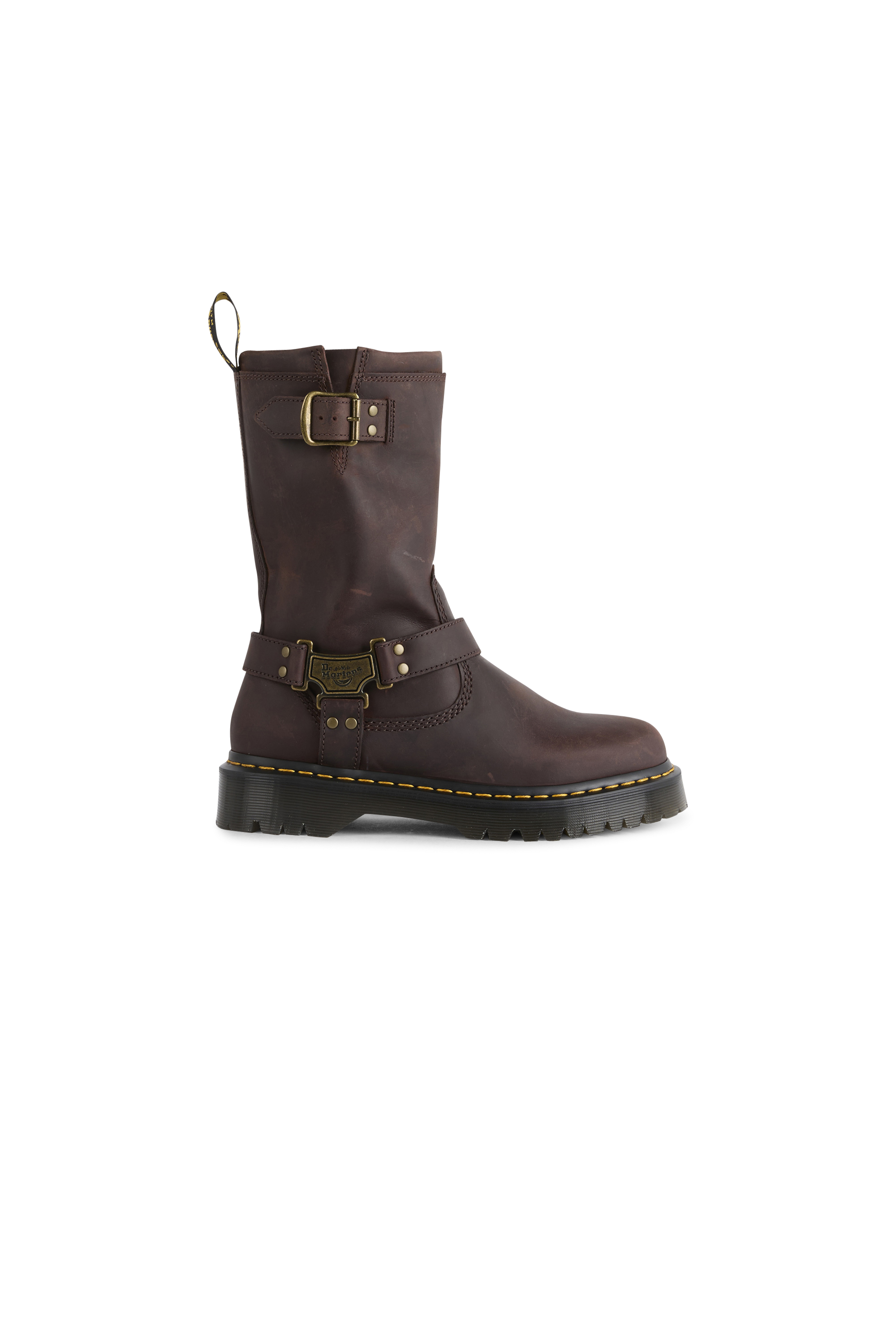 Heeled leather mid-calf boots Brown