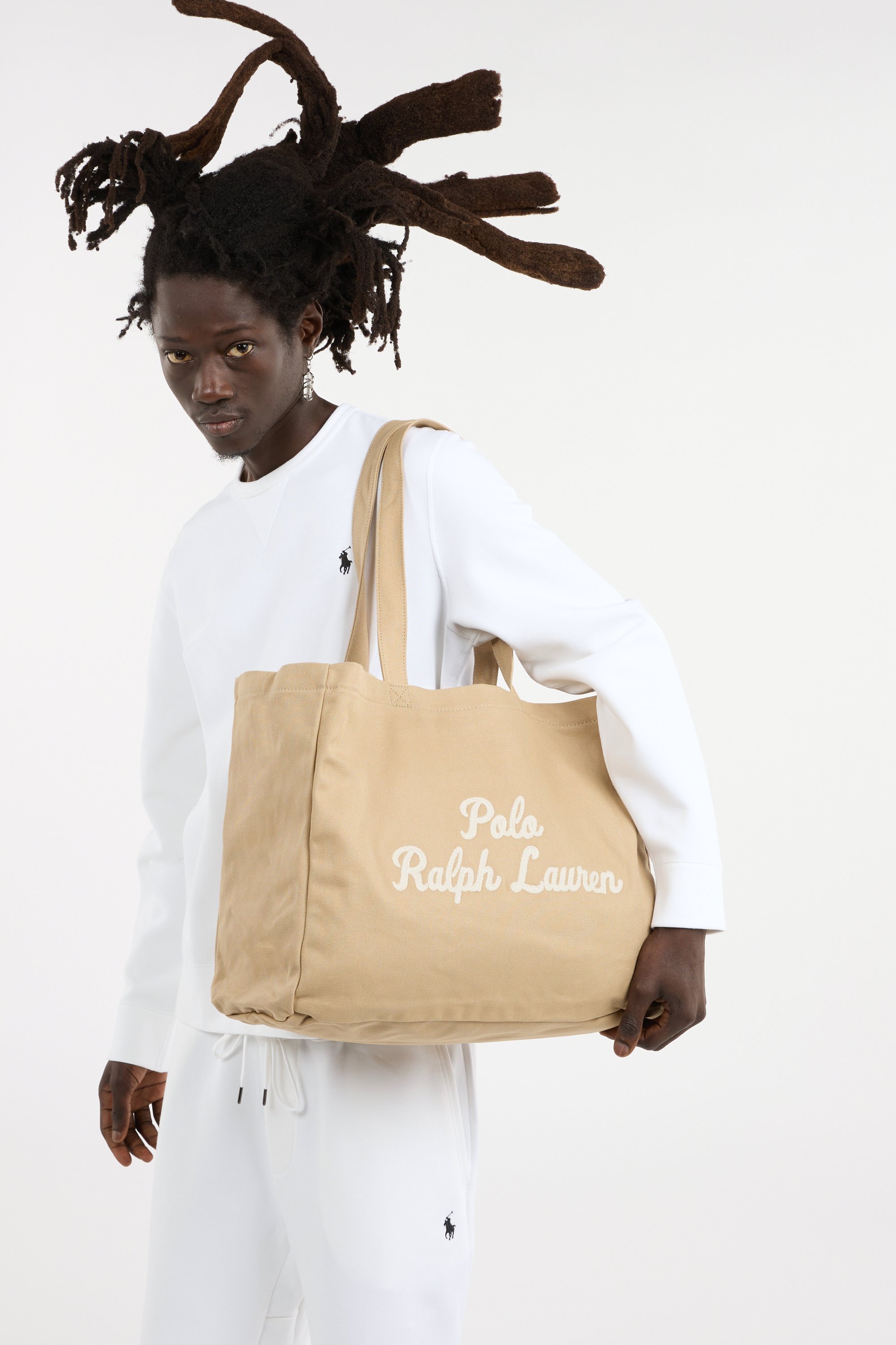 Straight checked wool-blend pants Beige