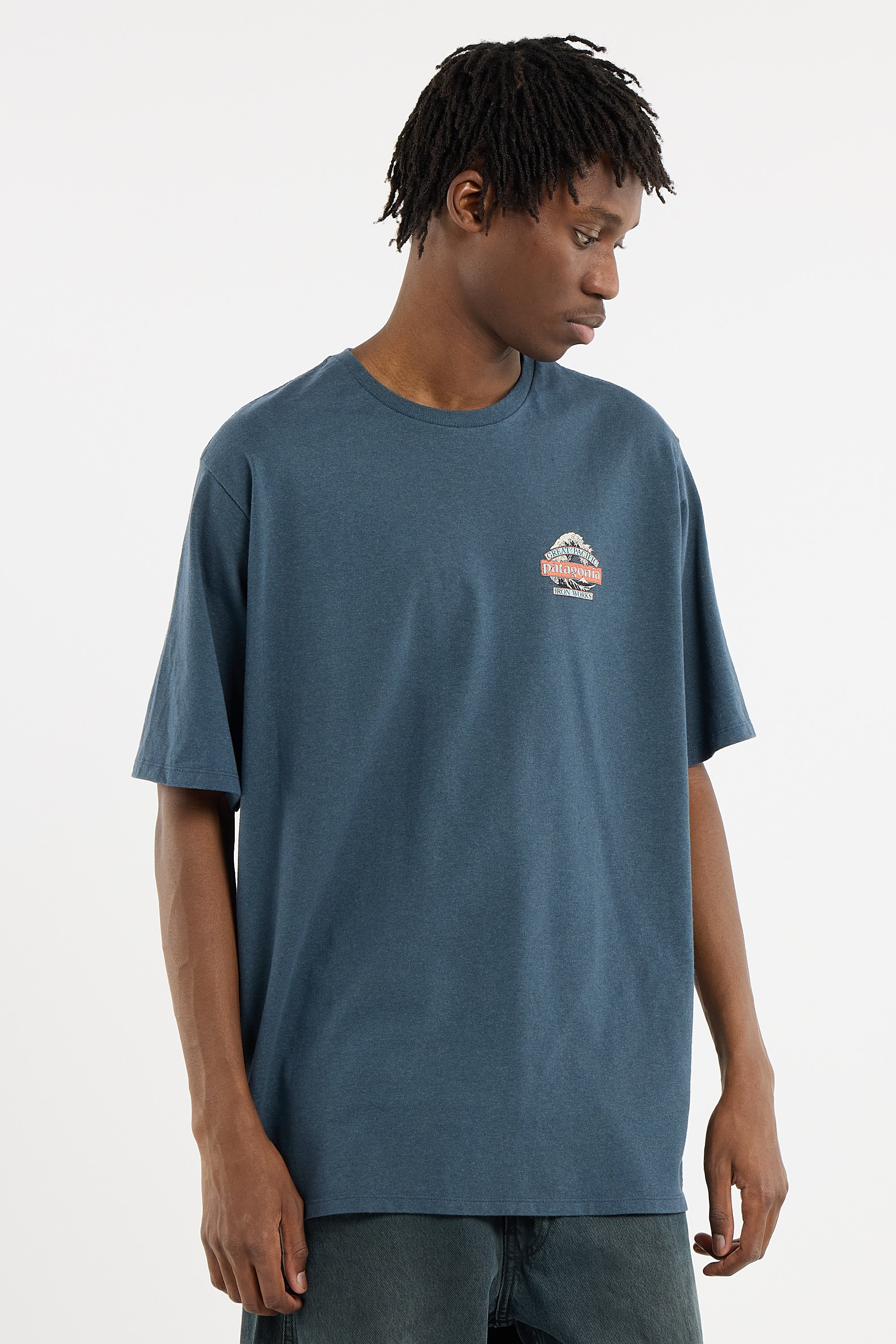 Regular-fit round-neck cotton T-shirt | Blue PATAGONIA Men
