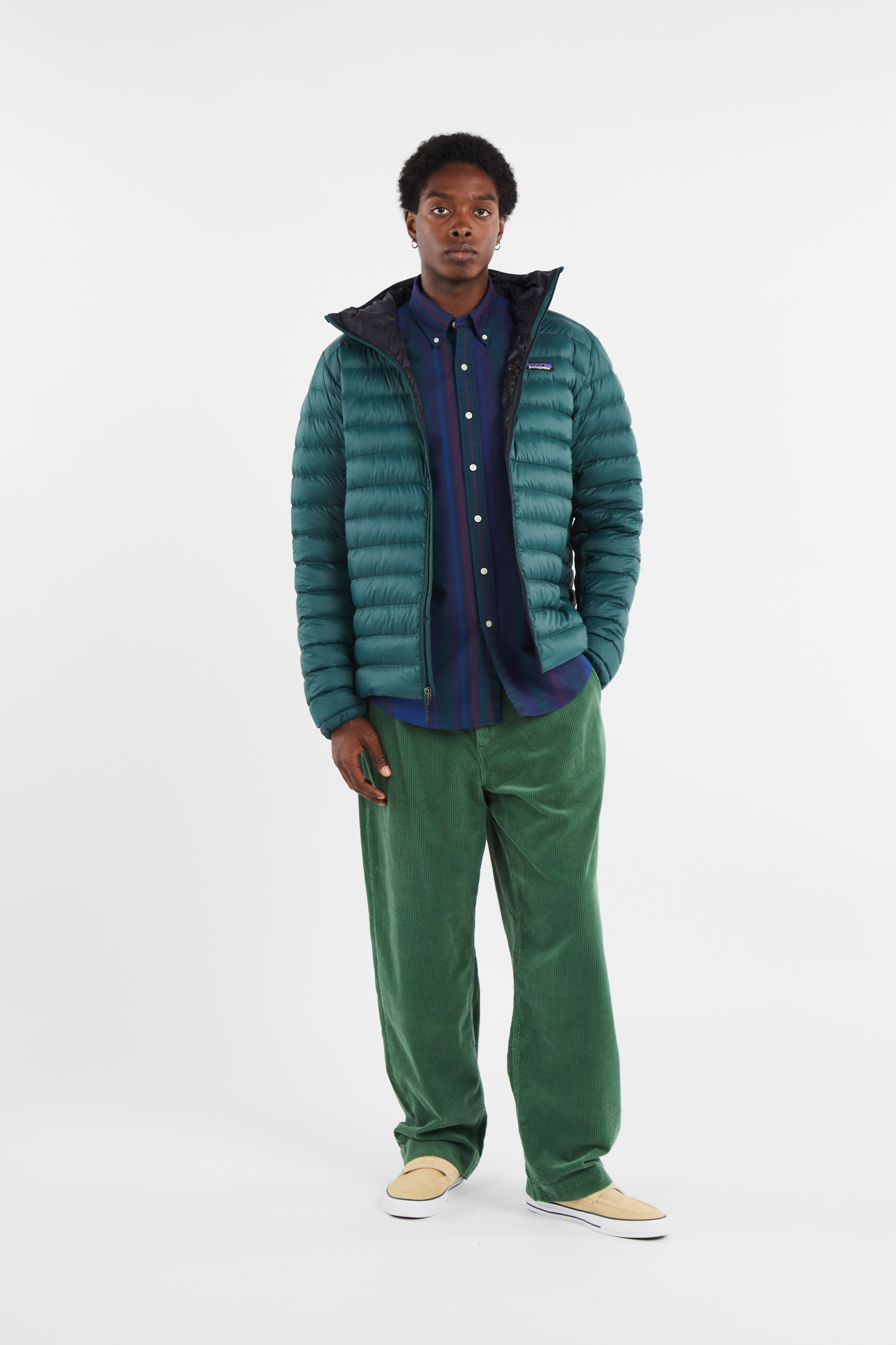 Lightweight quilted padded jacket with high neck Green