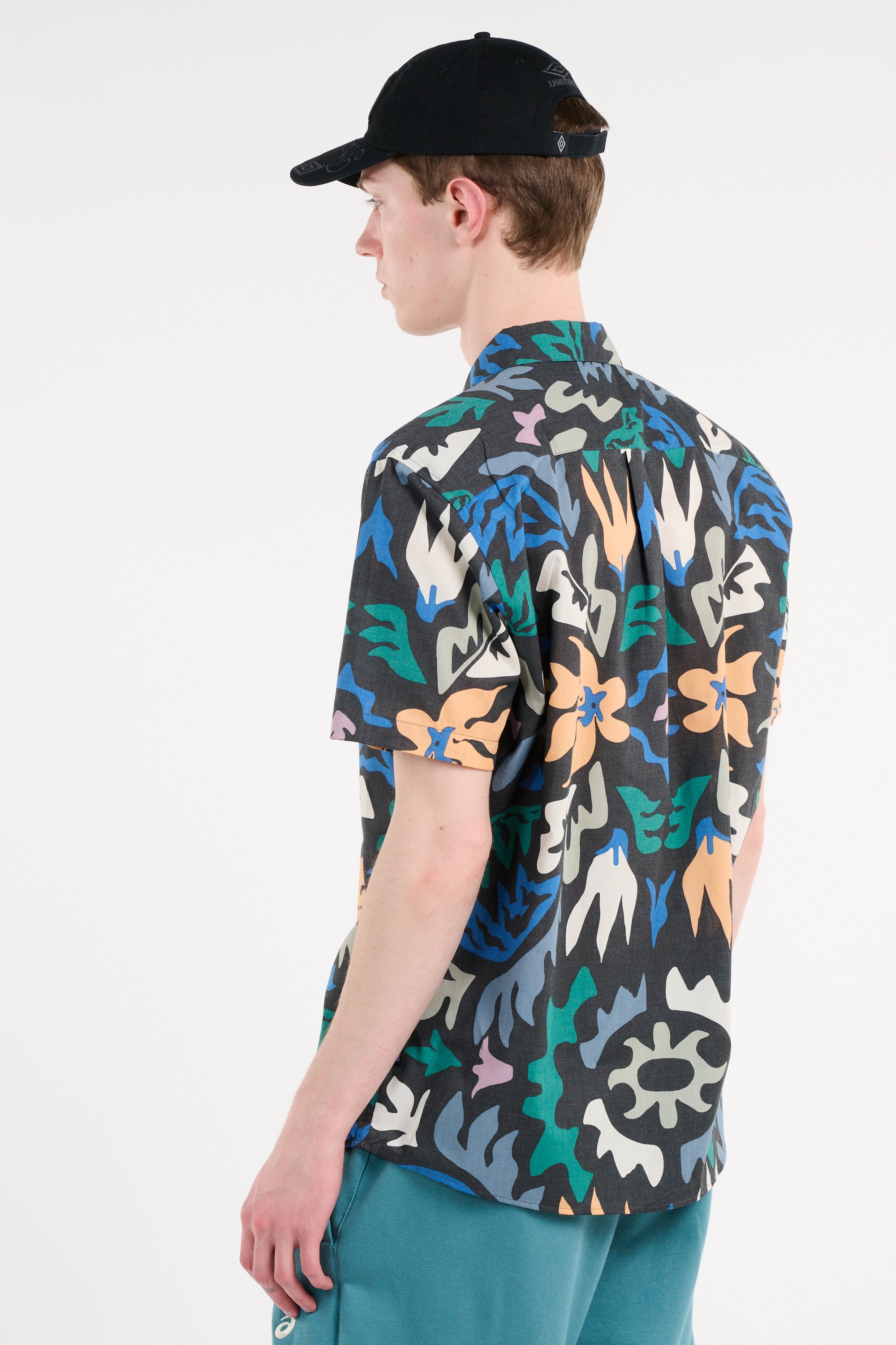 Regular-fit printed organic cotton-blend shirt Black