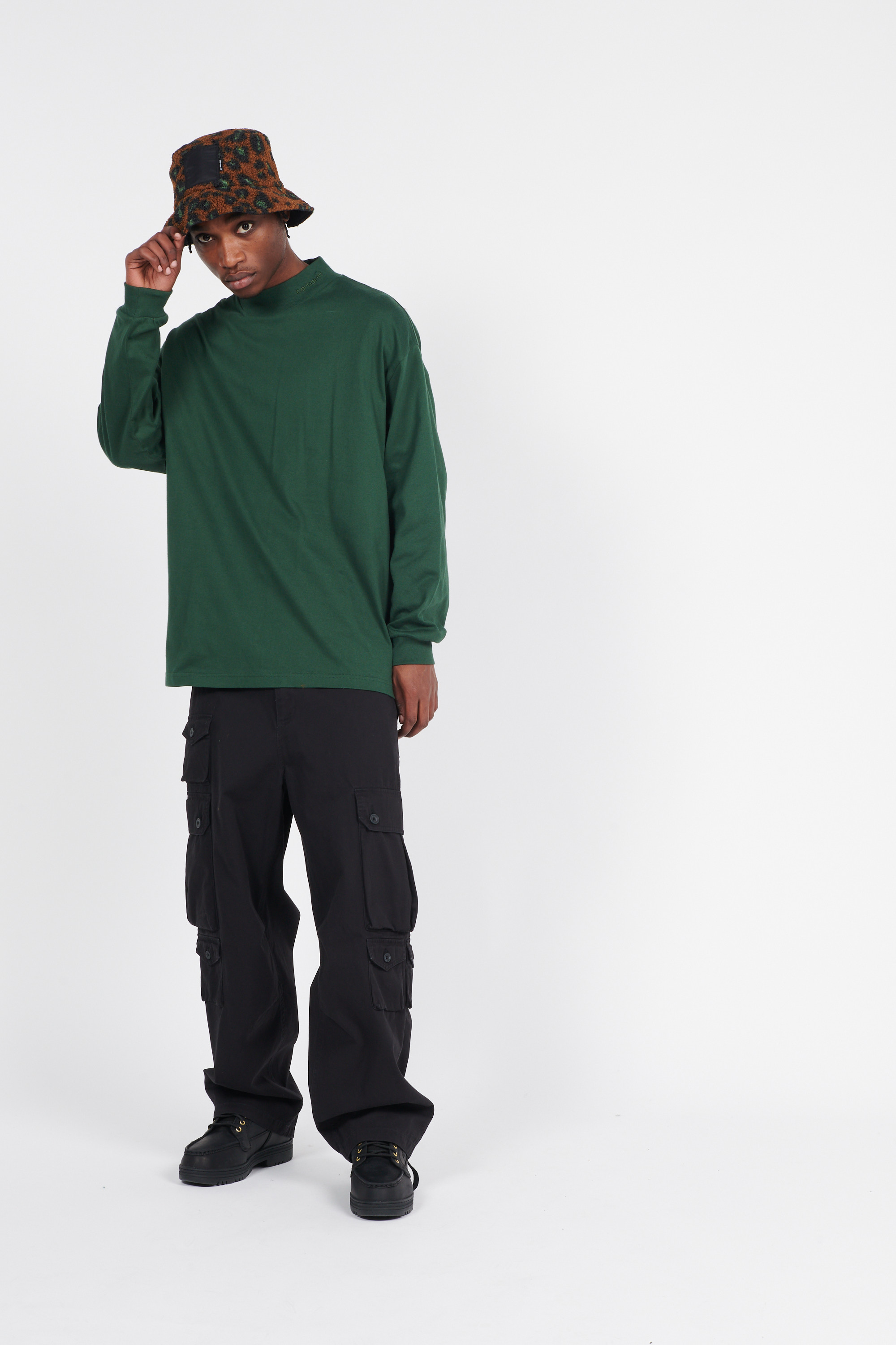 Regular-fit round-neck cotton T-shirt Green